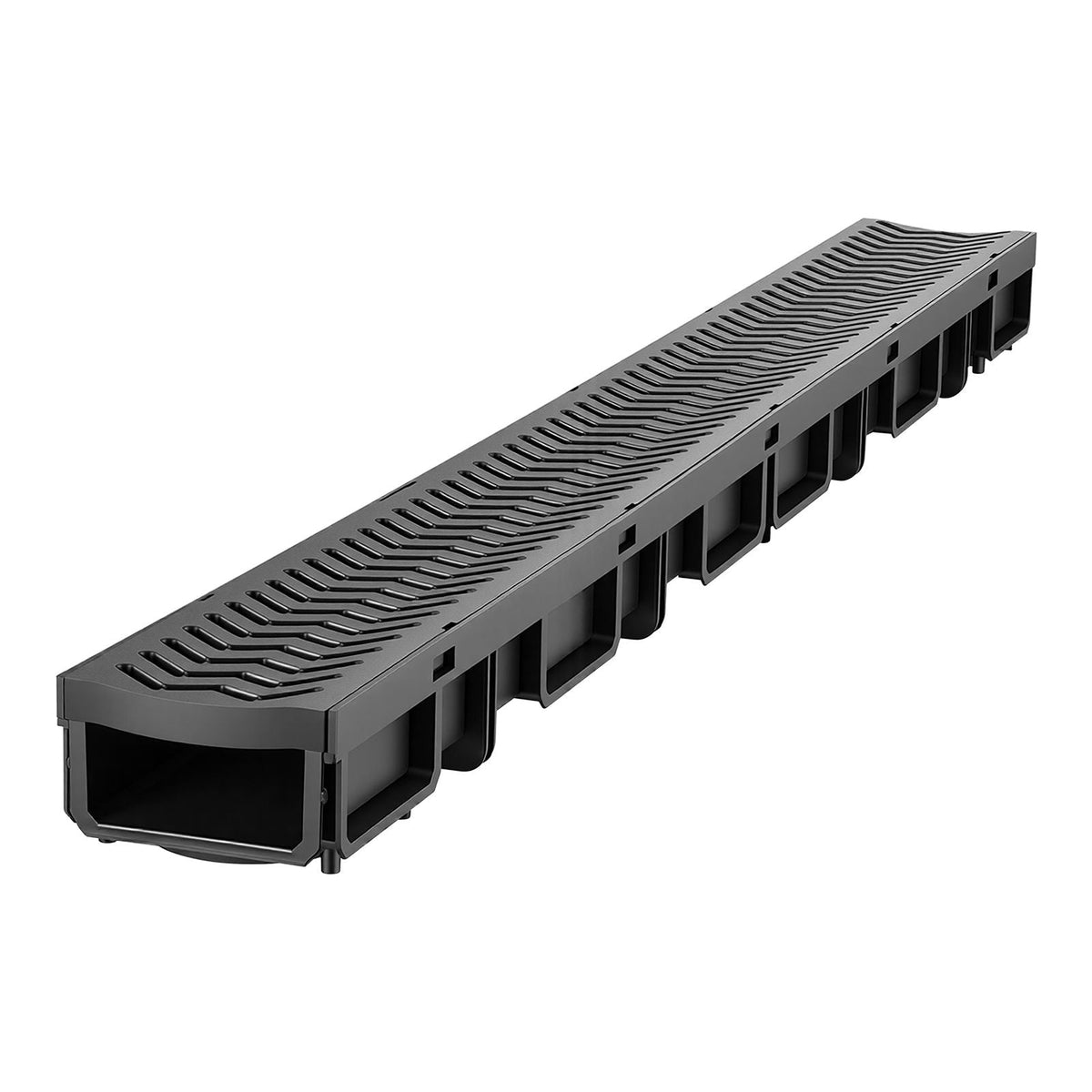Trench Drain, 39.6 x 4.1 x 2.4 in, 6 Pack Linear Drainage Channel, HDPE Channel Drain with Grates & End Caps, Premium Outdoor Drainage System for Driveway, Patio, Pool, Garden, Yard, Black