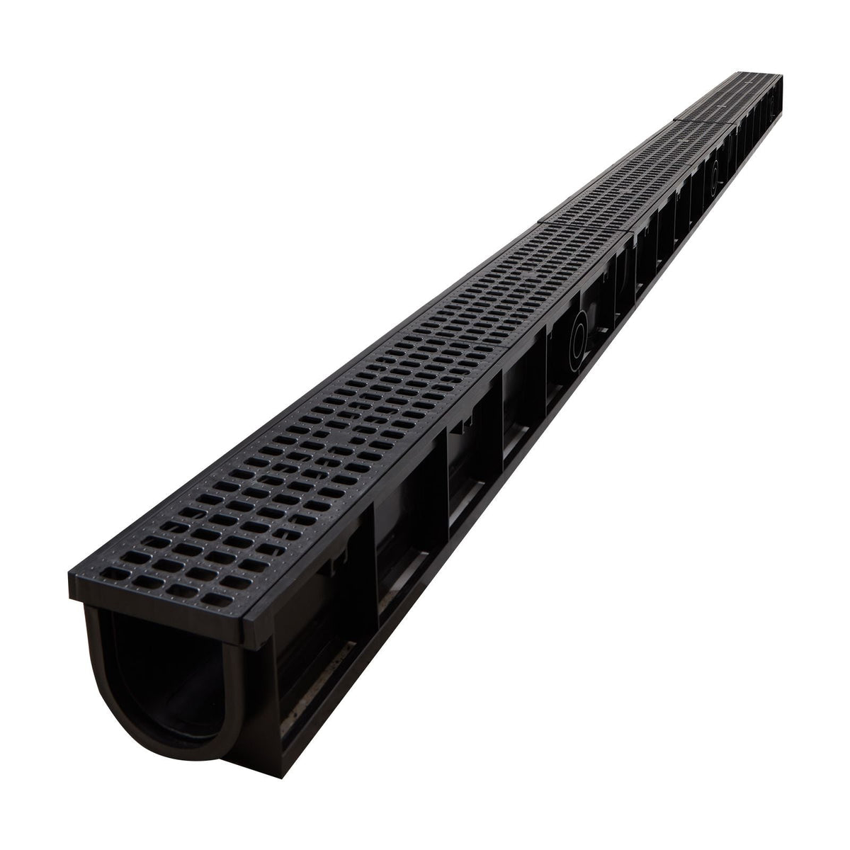 Trench Drain, 40.2 x 6.6 x 5.5 in, 6 Pack Linear Drainage Channel, HDPE Channel Drain with Grates & End Caps, Premium Outdoor Drainage System for Driveway, Patio, Pool, Garden, Yard, Black