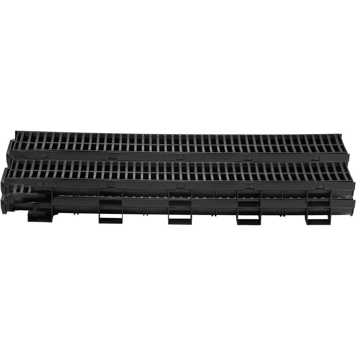 Trench Drain System, Channel Drain with Plastic Grate, 5.7x3.1-Inch HDPE Drainage Trench, Black Plastic Garage Floor Drain, 4x39 Trench Drain Grate, with 4 End Caps, for Garden, Driveway-4 Pack