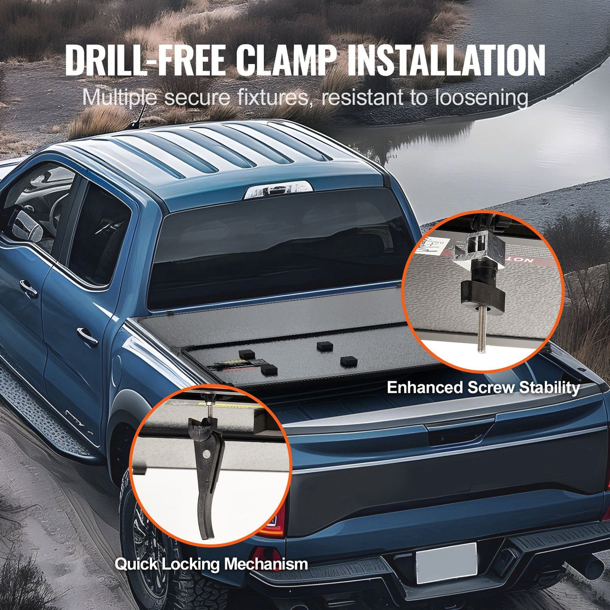 Tri-Fold Truck Bed Tonneau Cover, Compatible with 2015-2024 Ford F-150, Lightning, Styleside 5.5' (65.4") Bed, Fit 5.6' x 5.4'/5.5' x 5.4' (67.1" x 65.2"/65.4" x 65.2") Inside Bed, 400lbs, Black