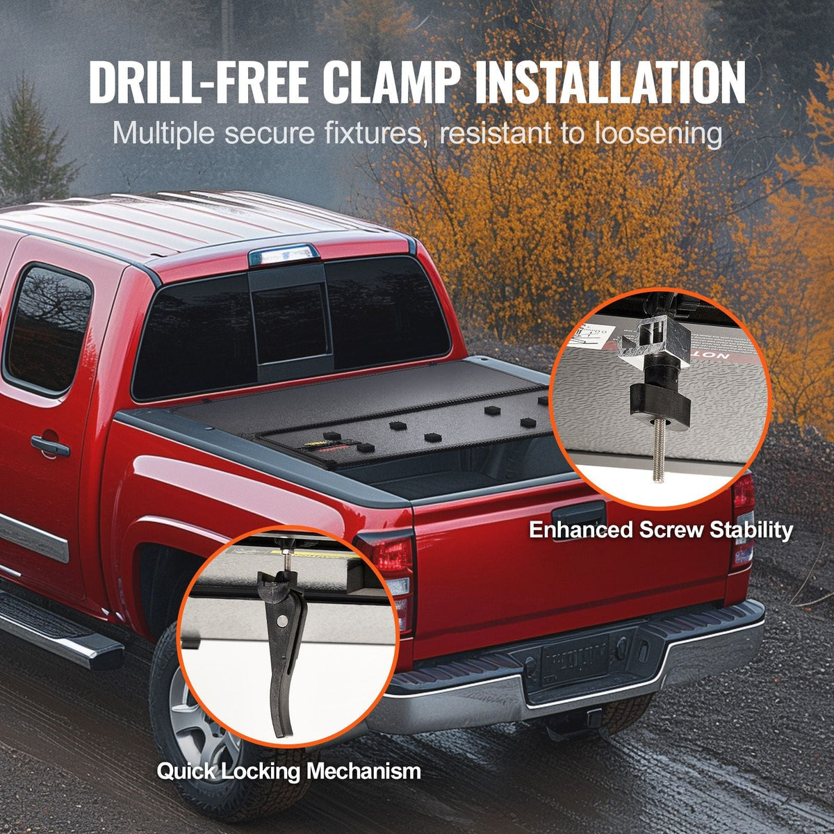 Tri-Fold Truck Bed Tonneau Cover, Compatible with 2019-2024 Chevy Silverado GMC Sierra 1500 (NOT FIT 19-24 Classic) 5'8" Bed, Fit 5.8' x 5.3' (70" x 63.3") Inside Bed, 400 lbs Capacity, Black