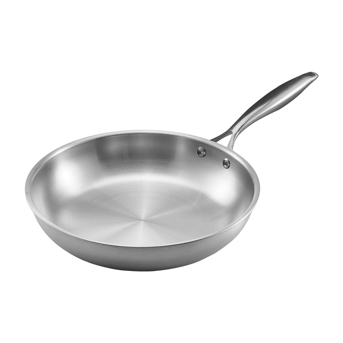 Tri-Ply Stainless Steel Frying Pan, 3 Pcs Set (8, 10, 12 in), Cooking Skillet with Heat-Resistant Handle, Chef's Kitchen Cookware, Oven, Gas, Electric, Induction, Dishwasher Compatible, Silver