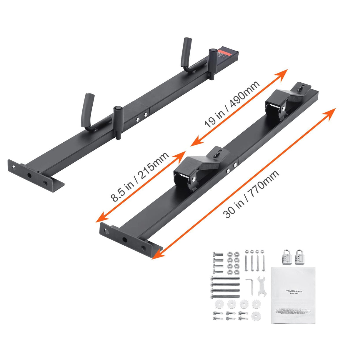 Trimmer Rack, 2 Place Weeder Trimmer Rack, Trim Holder Trailer Rack Carrier with Zinc Alloy Password Lock, Mount On Landscape Truck Trailer Enclosed Trimmer Rack Weed Eater Racks, Pair