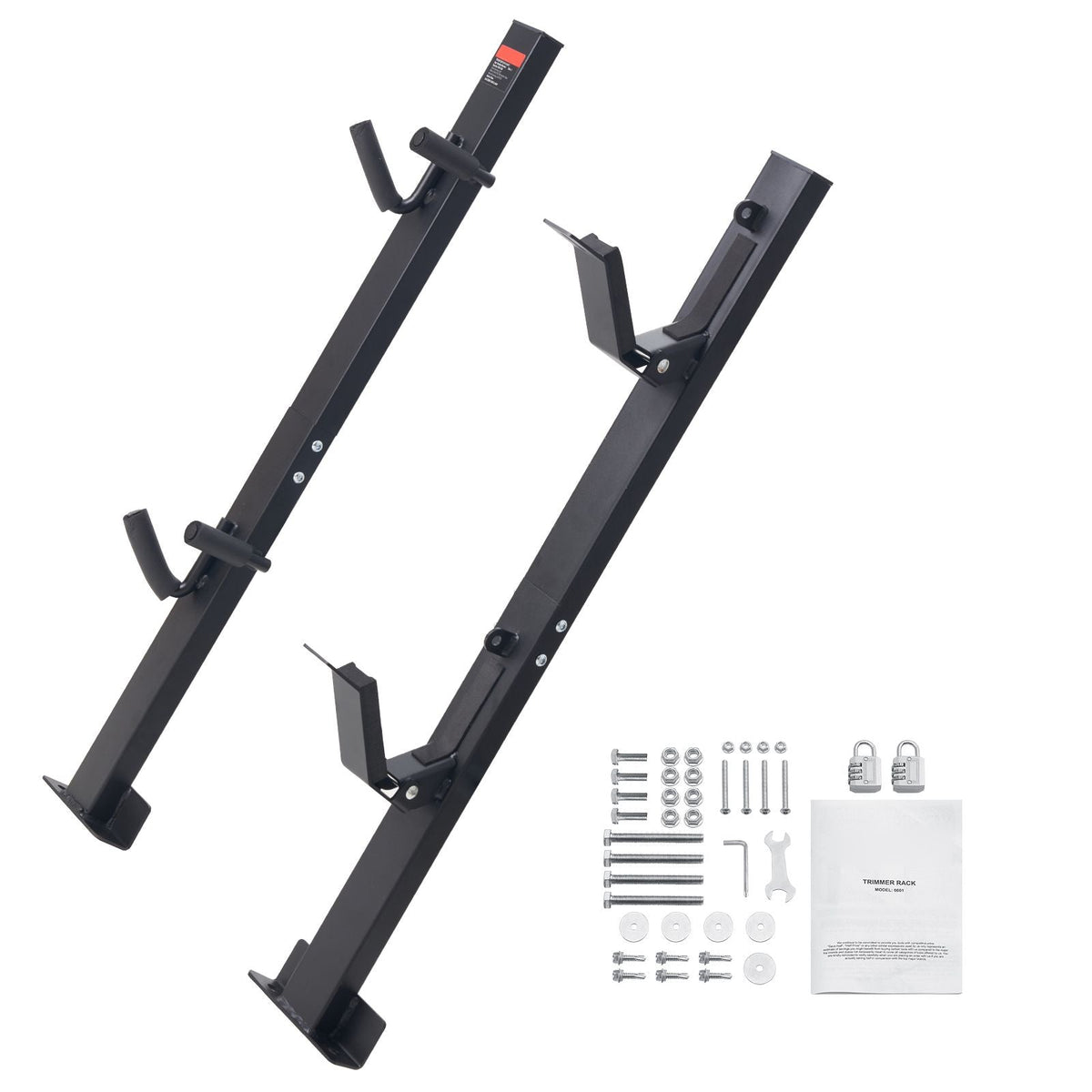 Trimmer Rack, 2 Place Weeder Trimmer Rack, Trim Holder Trailer Rack Carrier with Zinc Alloy Password Lock, Mount On Landscape Truck Trailer Enclosed Trimmer Rack Weed Eater Racks, Pair