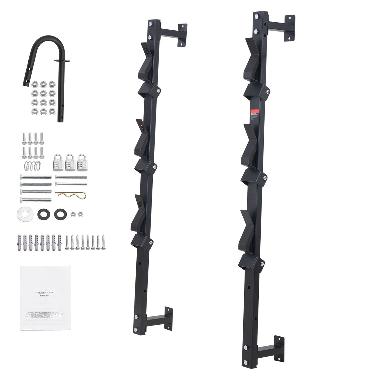 Trimmer Rack, 3 Place Weeder Trimmer Rack, Trim Holder Trailer Rack with Zinc Alloy Password Lock, Wall-mounted or Mount on Enclosed Trailer Landscape Weed Eater, Pair