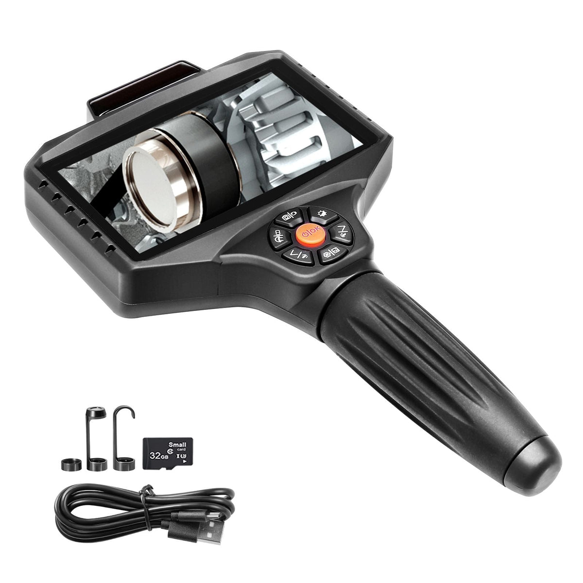 Triple Lens Borescope, 5" IPS Screen Inspection Camera with Lights, 8X Zoom 1080P HD Split Screen, 10 LED Lights Scope Endoscope Camera for Automotive, Plumbing(16.5FT Cable, 32GB Card)