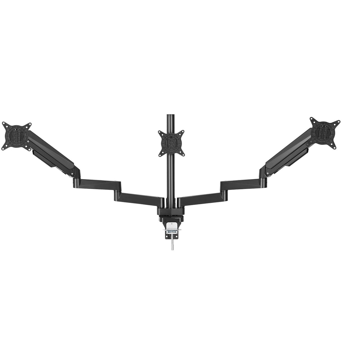 Triple Monitor Mount, Supports 13"-27" Screens, Fully Adjustable Gas Spring Monitor Arm, Holds up to 20 lbs per Arm, Triple Monitor Stand with C-Clamp/Grommet Mounting Base, VESA Mount 75/100 mm