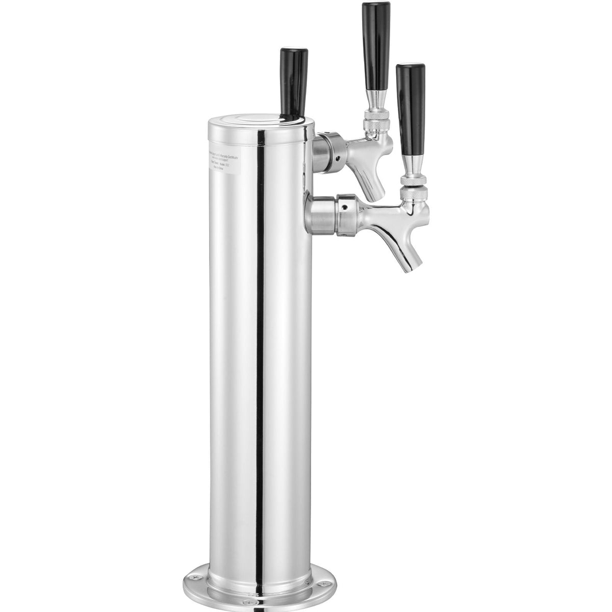 Triple Taps Draft Beer Tower Dispenser, Stainless Steel Keg Beer Tower, Kegerator Tower Kit with Pre-Assembled Tubing and Self-Closing Faucet Shanks for Party, Bar, Pub, Restaurant