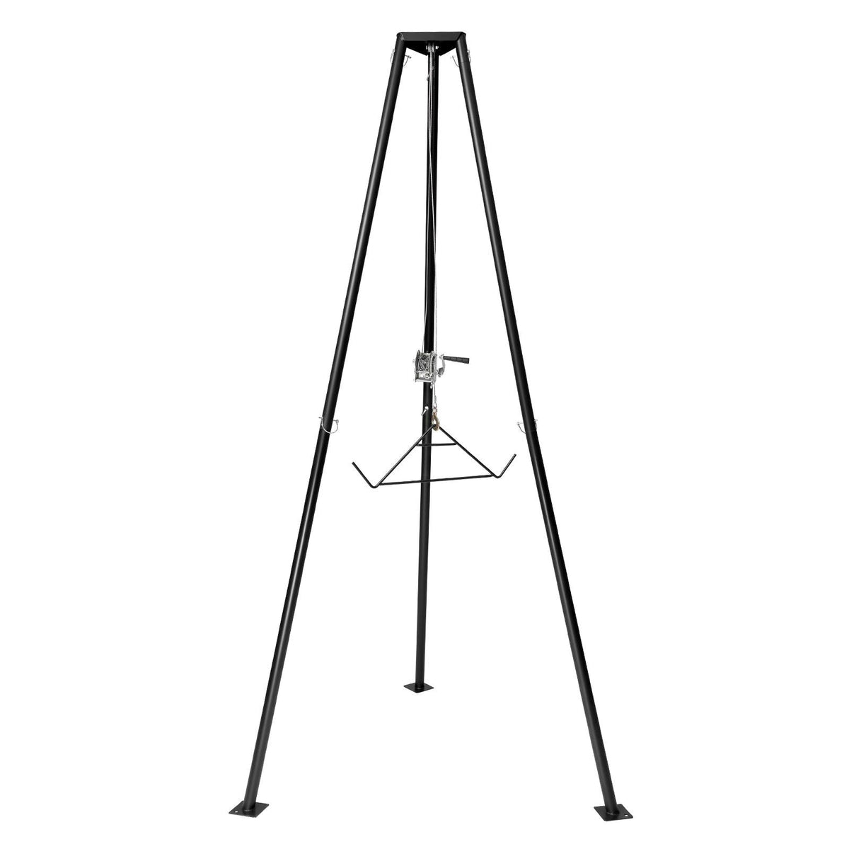 Tripod Deer Hoist, 500 lbs Load Capacity, Hunting Game Hoist Winch Lift with Gambrel & Manual Winch, Hunting Game Skinning and Cleaning Accessory for Cleaning, Skinning, and Moving, Black