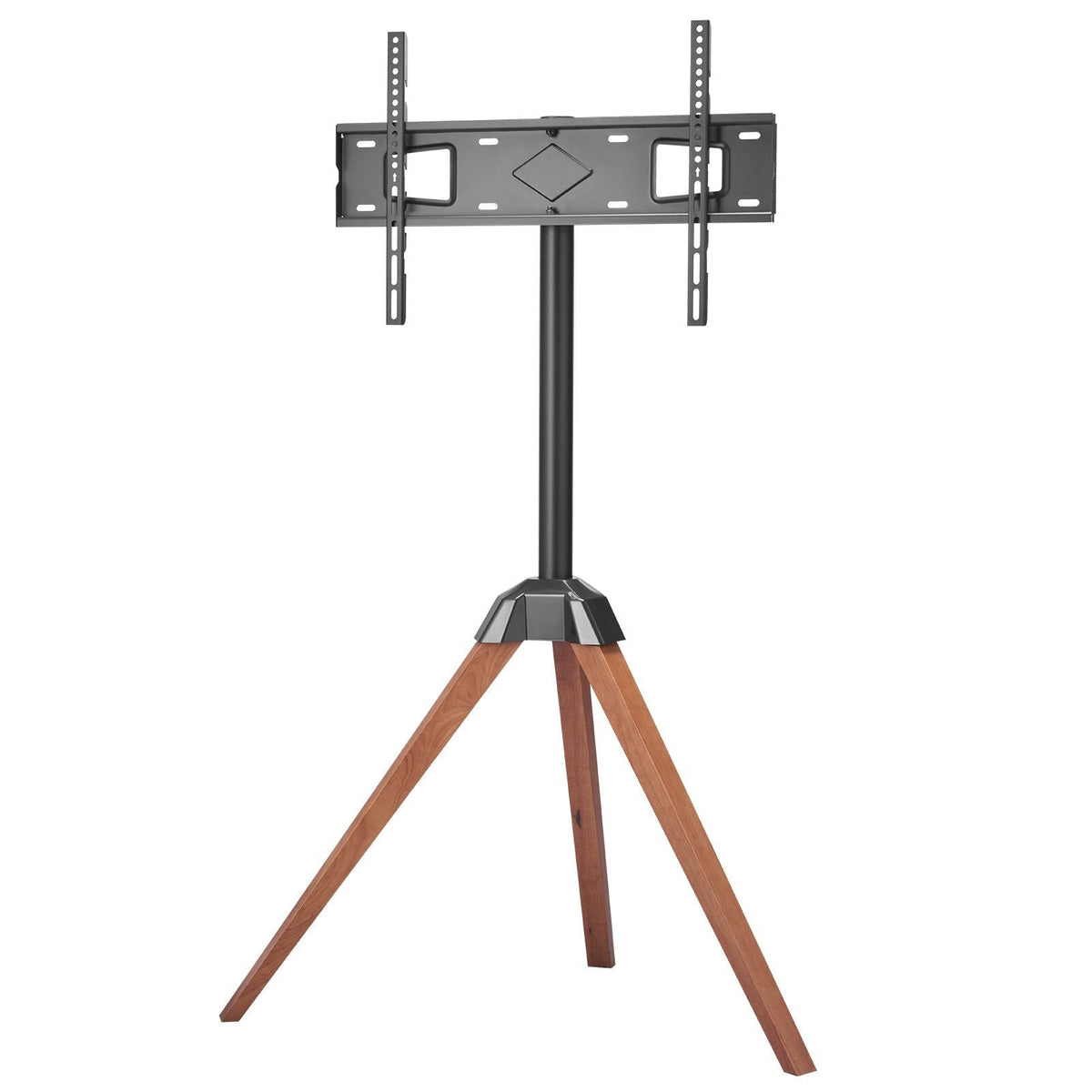 Tripod Easel TV Stand, for 40-65 inch Flat Screen/Curved TVs Up to 99 lbs, 18° Left-Right Rotation Portable TV Stand with Oak Wood Legs, for Bedroom, Living Room, Studio, MAX VESA 600 x 400 mm