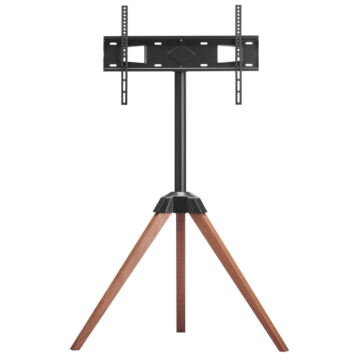 Tripod Easel TV Stand, for 40-65 inch Flat Screen/Curved TVs Up to 99 lbs, 18° Left-Right Rotation Portable TV Stand with Oak Wood Legs, for Bedroom, Living Room, Studio, MAX VESA 600 x 400 mm