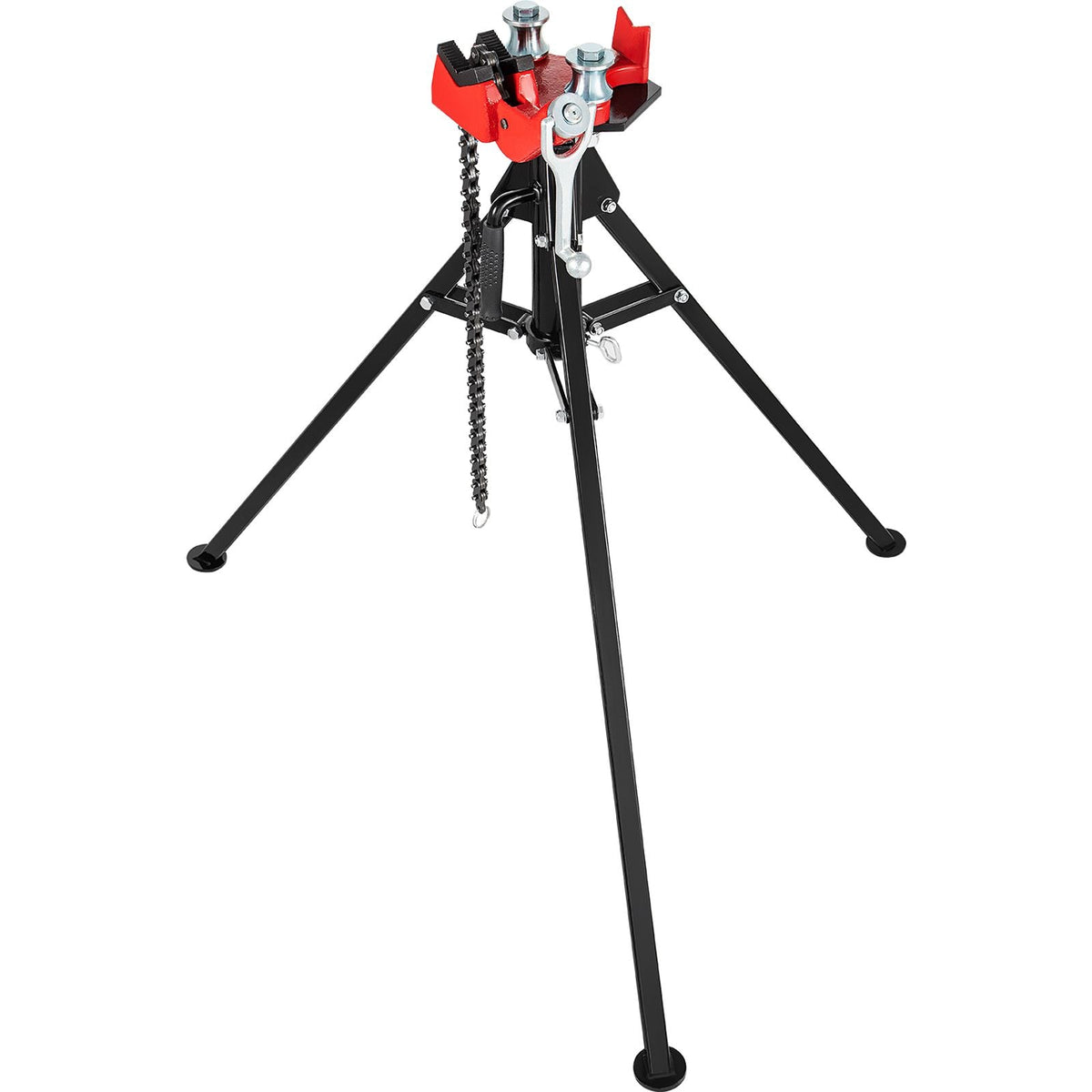 Tripod Pipe Chain Vise, 1/8\"-5\" Pipe Capacity, 36.4' Length Chain Vise Stand with Portable Folding Steel Legs, for Grabbing, Supporting and Bending Pipes in Factory, Workshop and Home