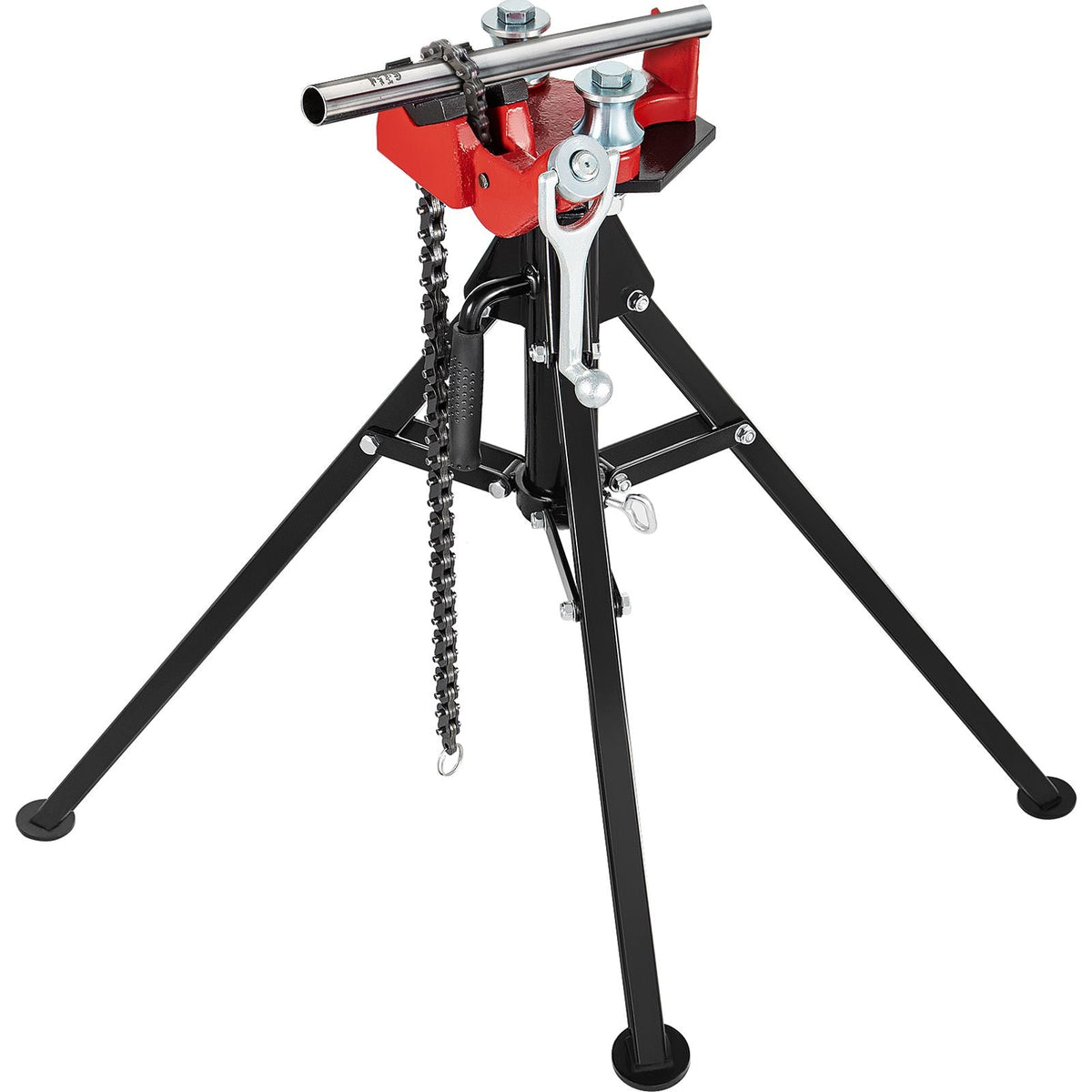 Tripod Pipe Chain Vise, 1/8\"-5\" Pipe Capacity, 36.4' Length Chain Vise Stand with Portable Folding Steel Legs, for Grabbing, Supporting and Bending Pipes in Factory, Workshop and Home
