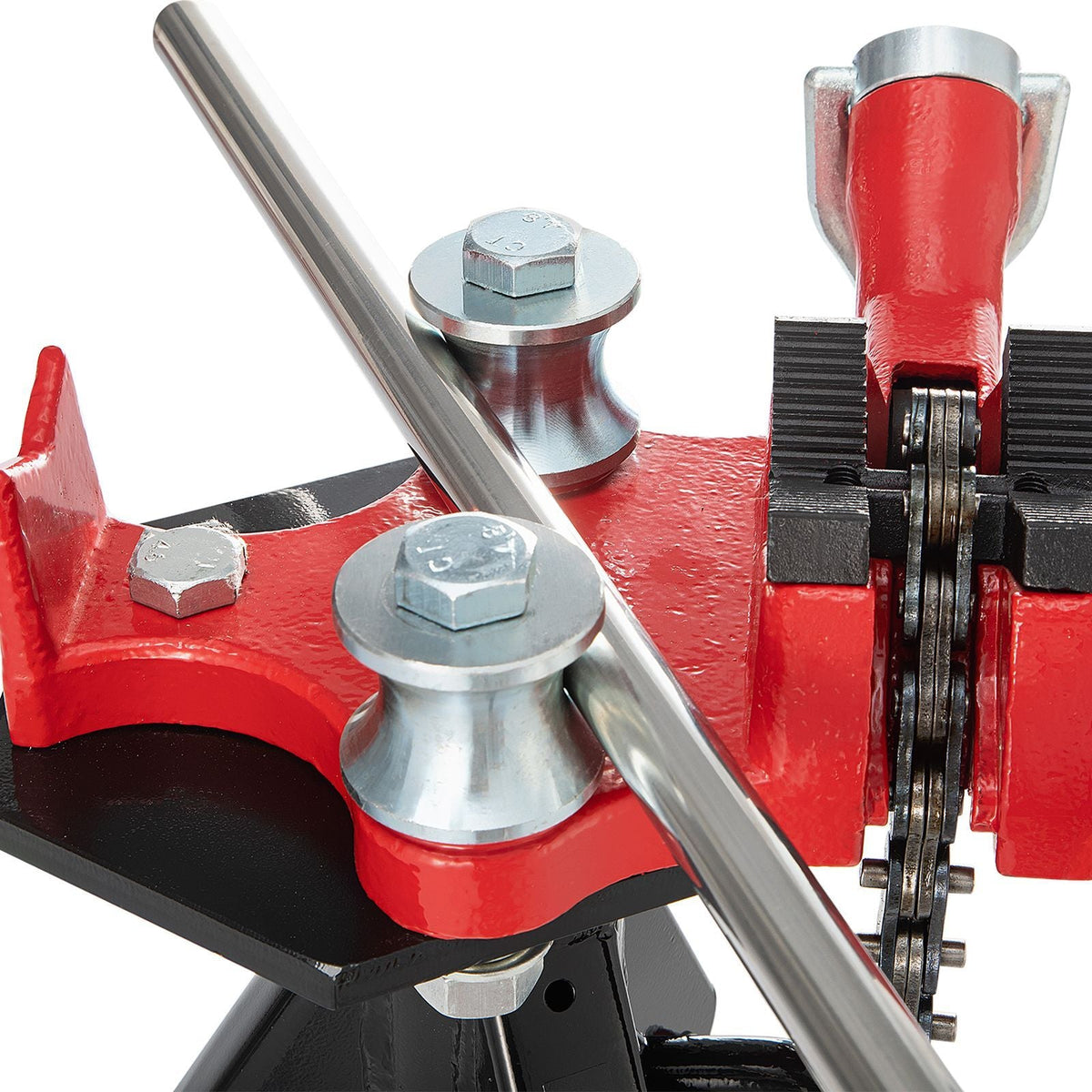 Tripod Pipe Chain Vise, 1/8\"-5\" Pipe Capacity, 36.4' Length Chain Vise Stand with Portable Folding Steel Legs, for Grabbing, Supporting and Bending Pipes in Factory, Workshop and Home