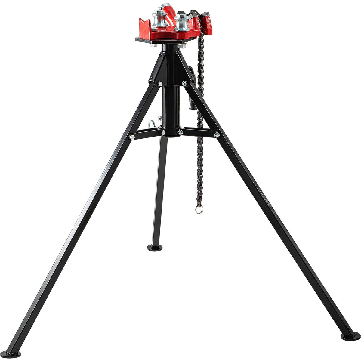 Tripod Pipe Chain Vise, 1/8\"-5\" Pipe Capacity, 36.4' Length Chain Vise Stand with Portable Folding Steel Legs, for Grabbing, Supporting and Bending Pipes in Factory, Workshop and Home