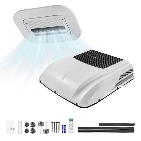 Truck Air Conditioner, 12V 10000 BTU RV Rooftop AC Unit, 350 m³/h Airflow, Cooling & Heating 2 in 1 Function Cab Air Conditioner, Quiet A/C Unit for Semi Truck Trailer Motorhome Tractor Caravan