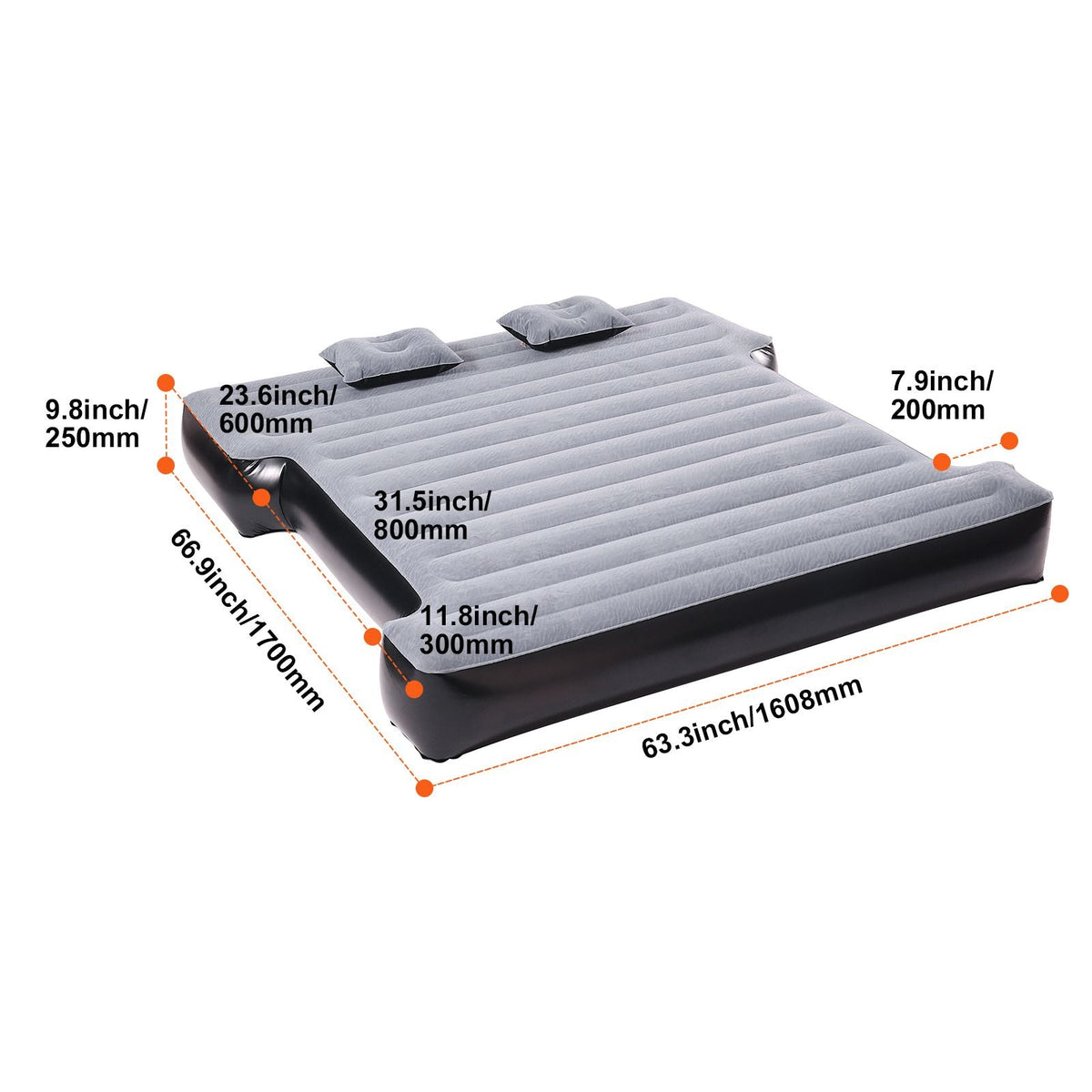 Truck Bed Air Mattress, for 5.5-5.8 ft Full Size Short Truck Beds, Inflatable Air Mattress Camping Bed with 12V Air Pump 2 Pillows, Carry Bag, for Silverado, RAM, F Series, Sierra, Titan, Tundra