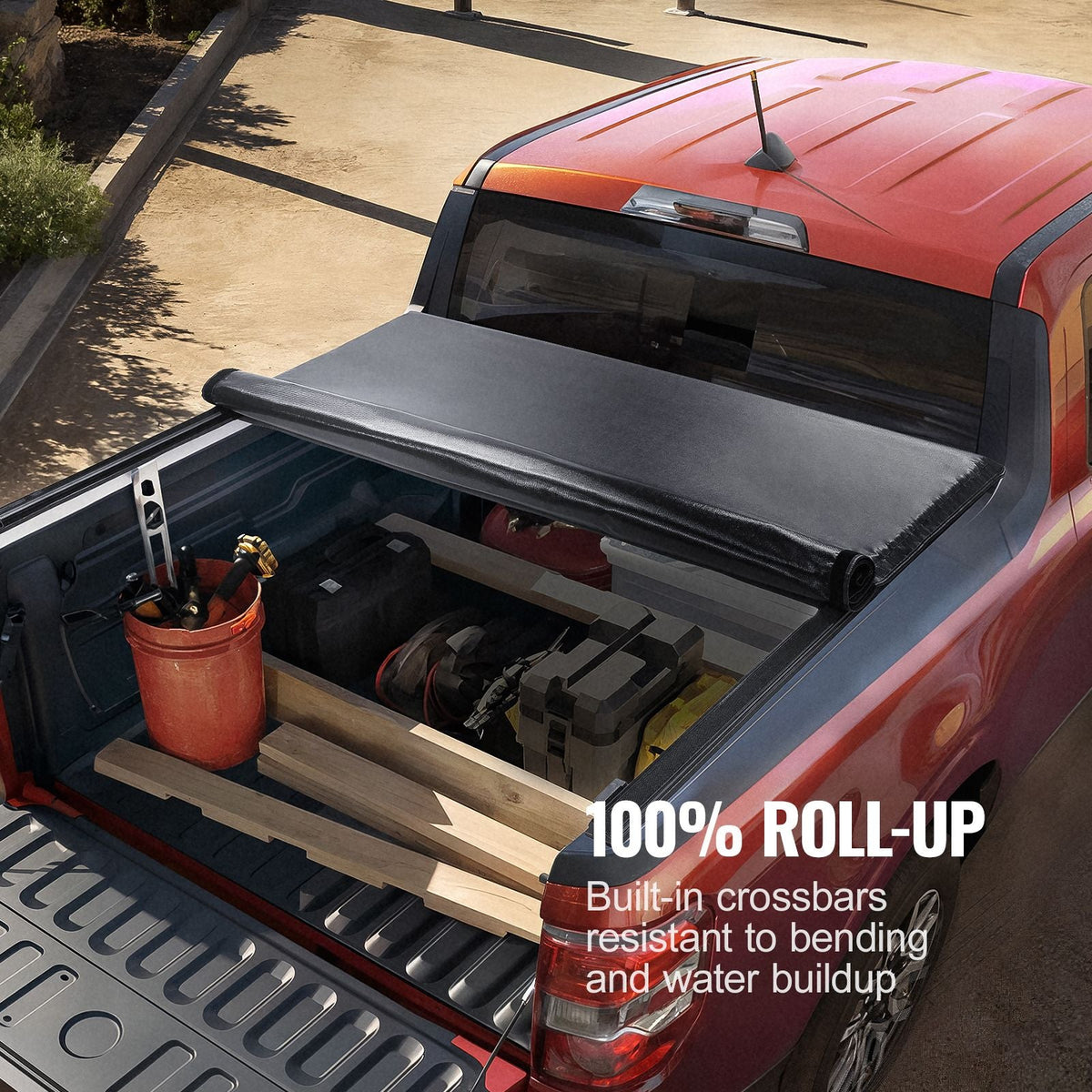 Truck Bed Cover, Roll Up Truck Bed Tonneau Cover, Compatible with 2019-2024 Chevy Silverado GMC Sierra 1500 (NOT FIT 19-24 Classic) Bed, for 5.8 x 5.3 ft Bed, Soft PVC, Roll Up Tonneau Cover