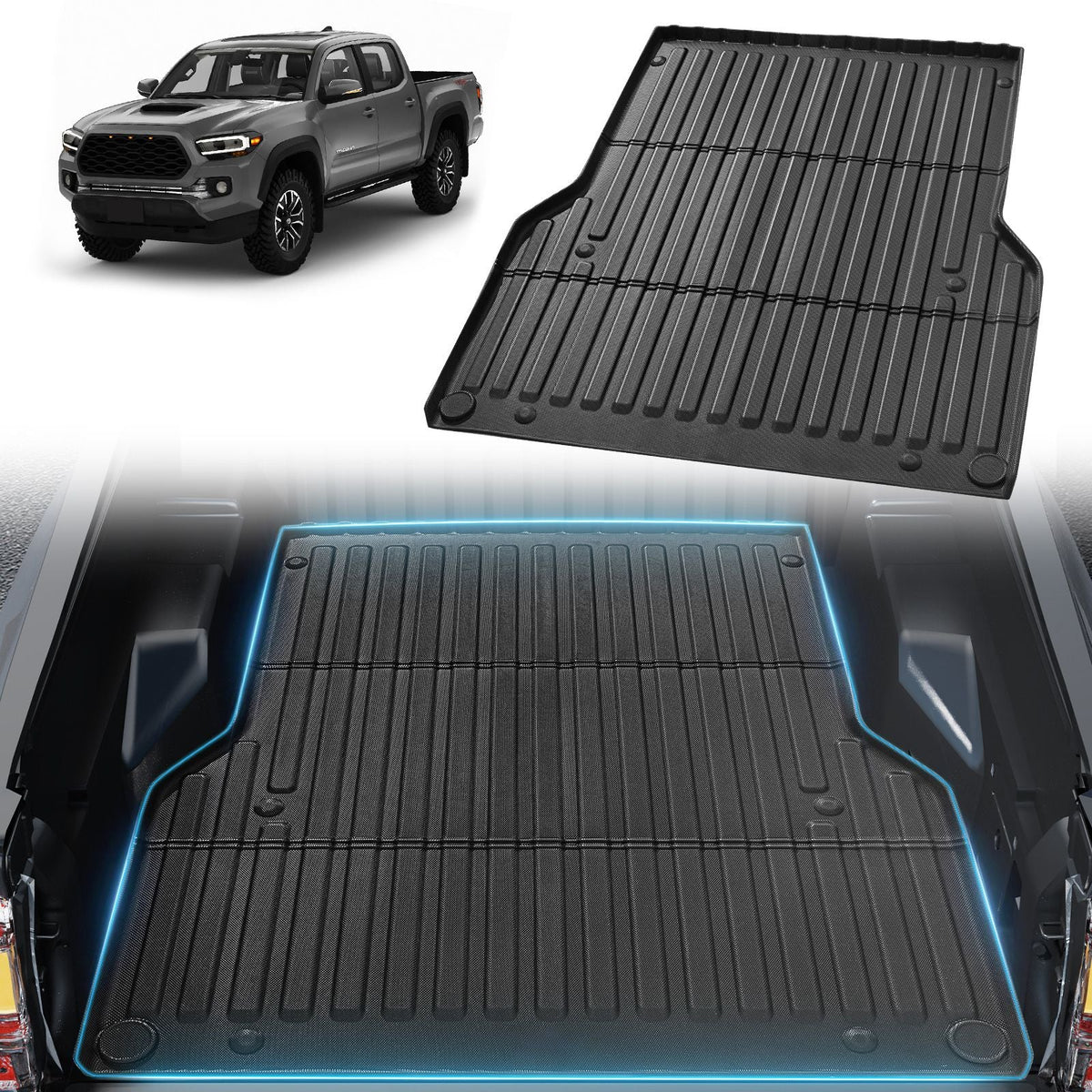 Truck Bed Mat, Compatible with 2005-2023 Toyota Tacoma, TPE Truck Bed Liner Mat Fits for 5 FT Bed, Thick and Heavy-Duty Bed Mat Car Accessories for All-Weather Protection, Prevent Slipping