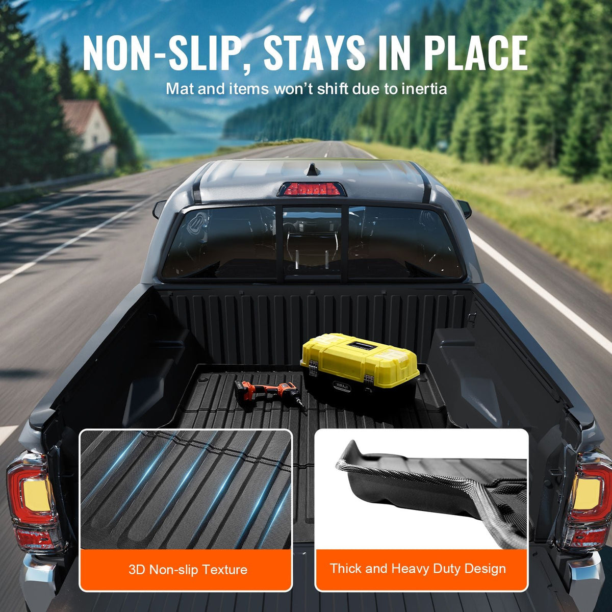 Truck Bed Mat, Compatible with 2005-2023 Toyota Tacoma, TPE Truck Bed Liner Mat Fits for 5 FT Bed, Thick and Heavy-Duty Bed Mat Car Accessories for All-Weather Protection, Prevent Slipping