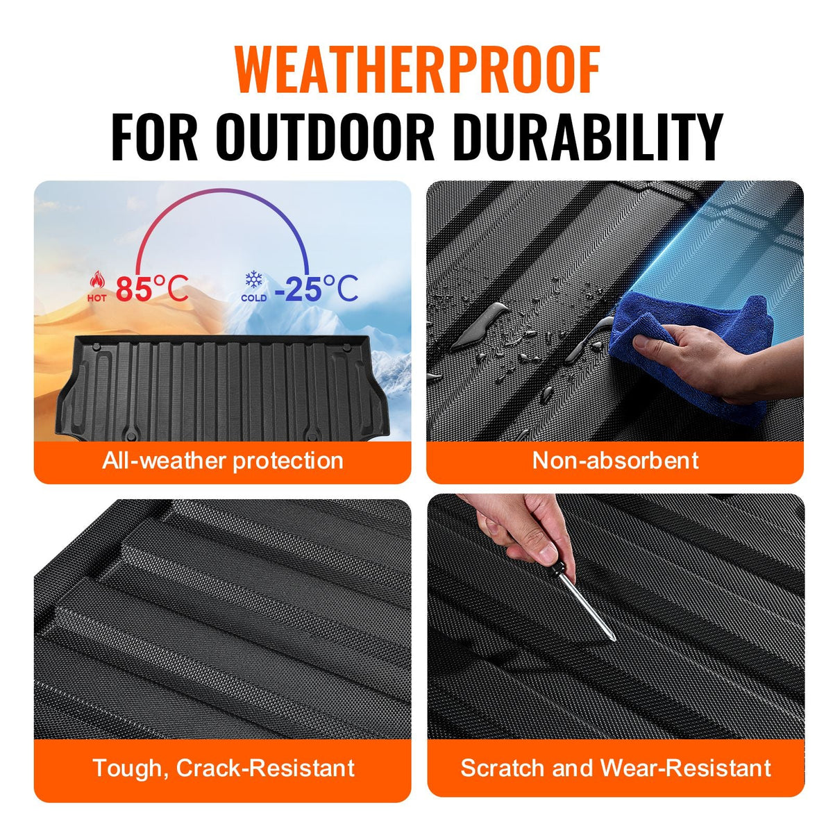 Truck Bed Mat, Compatible with 2017-2024 Ford F250/F350, TPE Truck Bed Liner Mat Fits for 6.8 FT Bed, Thick and Heavy-Duty Bed Mat Car Accessories for All-Weather Protection, Prevent Slipping