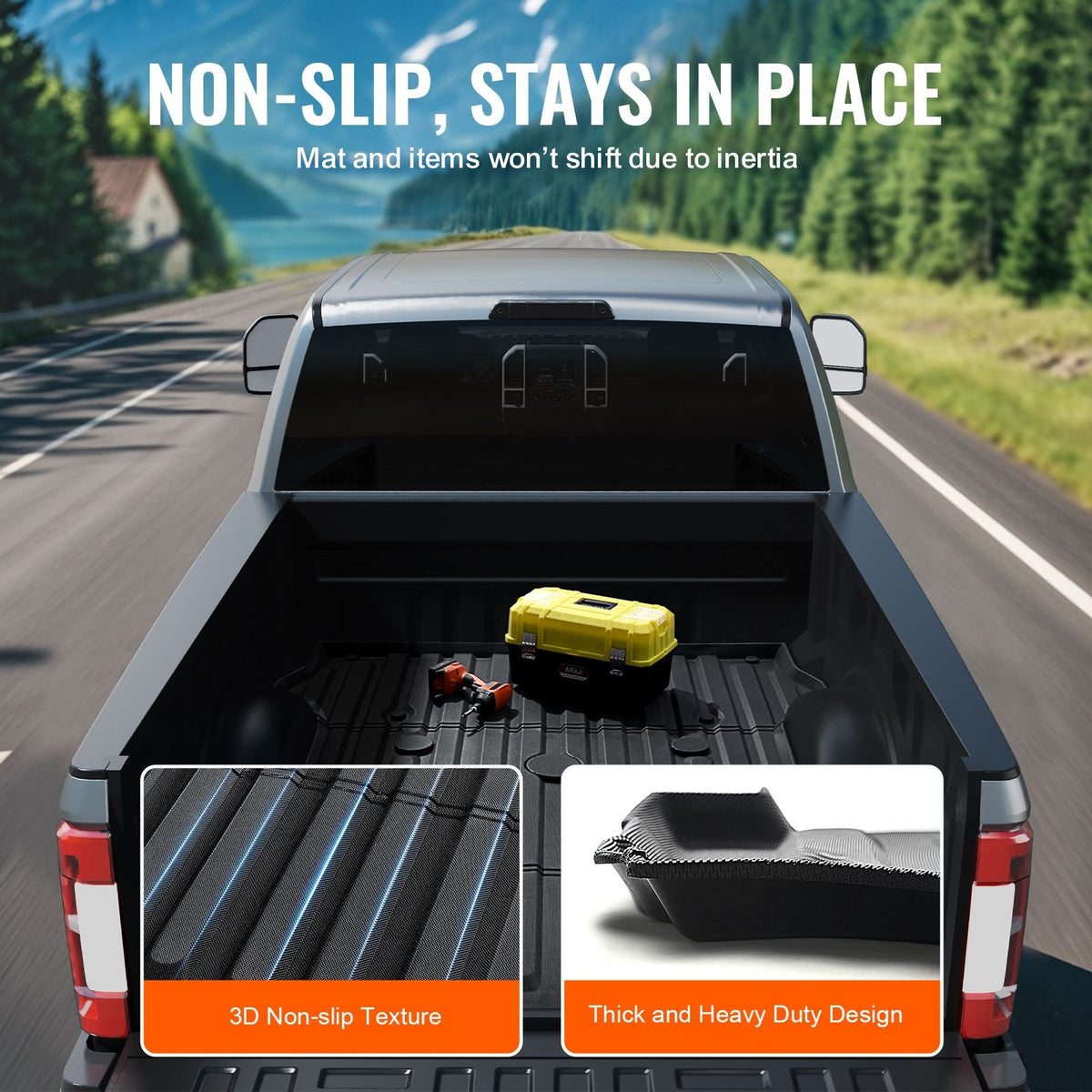 Truck Bed Mat, Compatible with 2017-2024 Ford F250/F350, TPE Truck Bed Liner Mat Fits for 6.8 FT Bed, Thick and Heavy-Duty Bed Mat Car Accessories for All-Weather Protection, Prevent Slipping