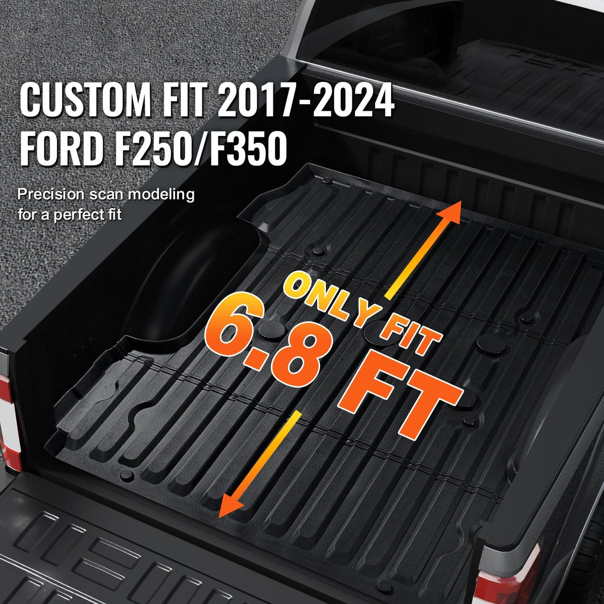 Truck Bed Mat, Compatible with 2017-2024 Ford F250/F350, TPE Truck Bed Liner Mat Fits for 6.8 FT Bed, Thick and Heavy-Duty Bed Mat Car Accessories for All-Weather Protection, Prevent Slipping