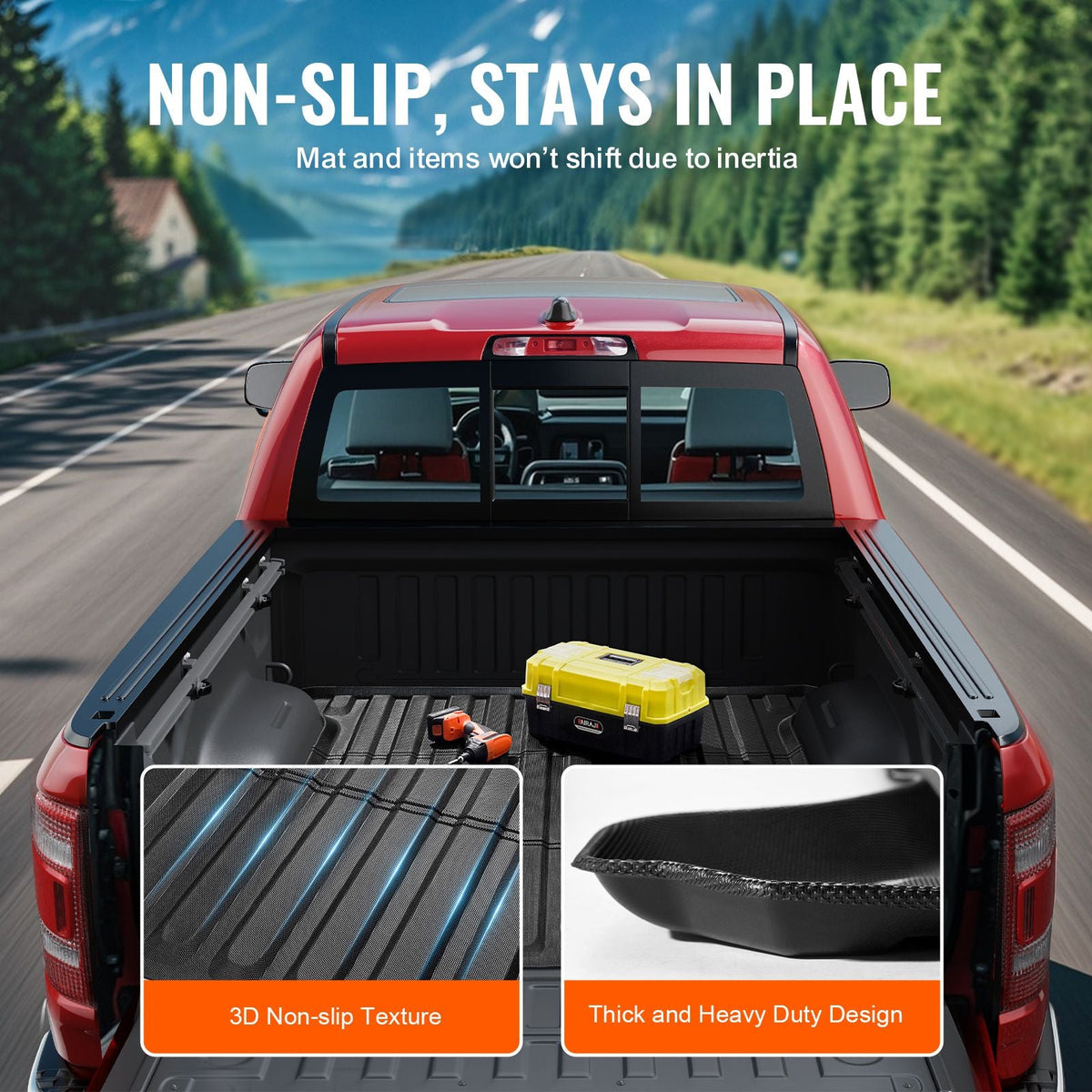 Truck Bed Mat, Compatible with 2019-2024 Dodge Ram1500, TPE Truck Bed Liner Mat Fits for 5.6 FT Bed, Thick and Heavy-Duty Bed Mat Car Accessories for All-Weather Protection, Prevent Slipping