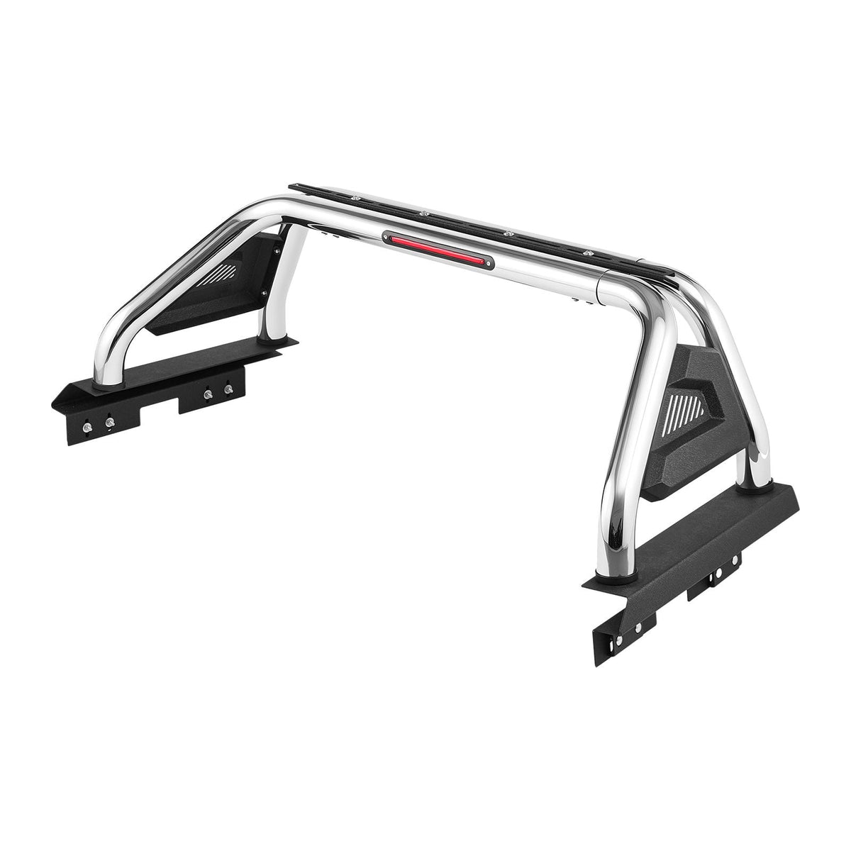Truck Bed Roll Bar, Universal Adjustable Sport Bar Chase Rack Compatible with Full-Size & Mid-Size Pickup, With LED Brake Light, Stainless Steel + Carbon Steel No Rack Included