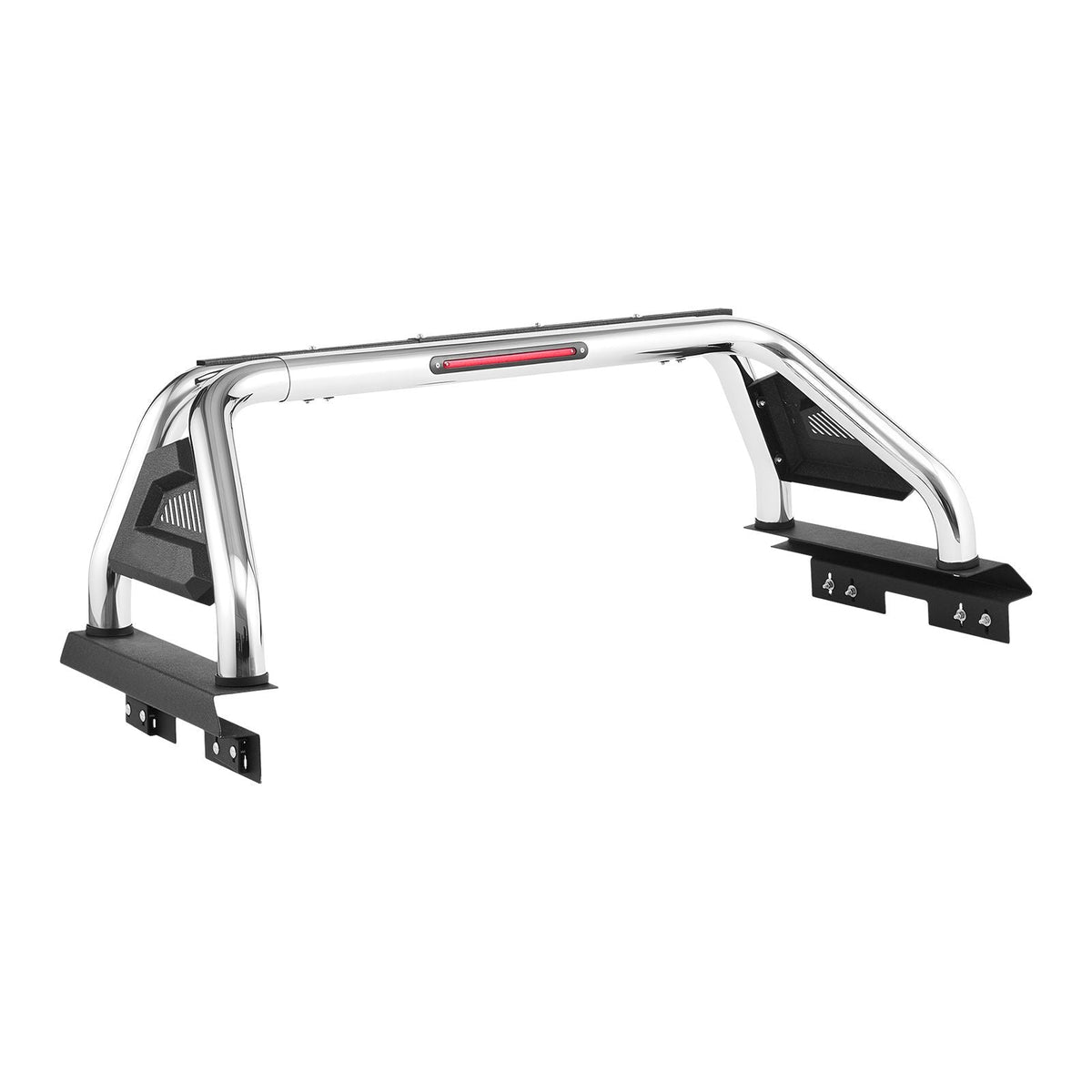 Truck Bed Roll Bar, Universal Adjustable Sport Bar Chase Rack Compatible with Full-Size & Mid-Size Pickup, With LED Brake Light, Stainless Steel + Carbon Steel No Rack Included