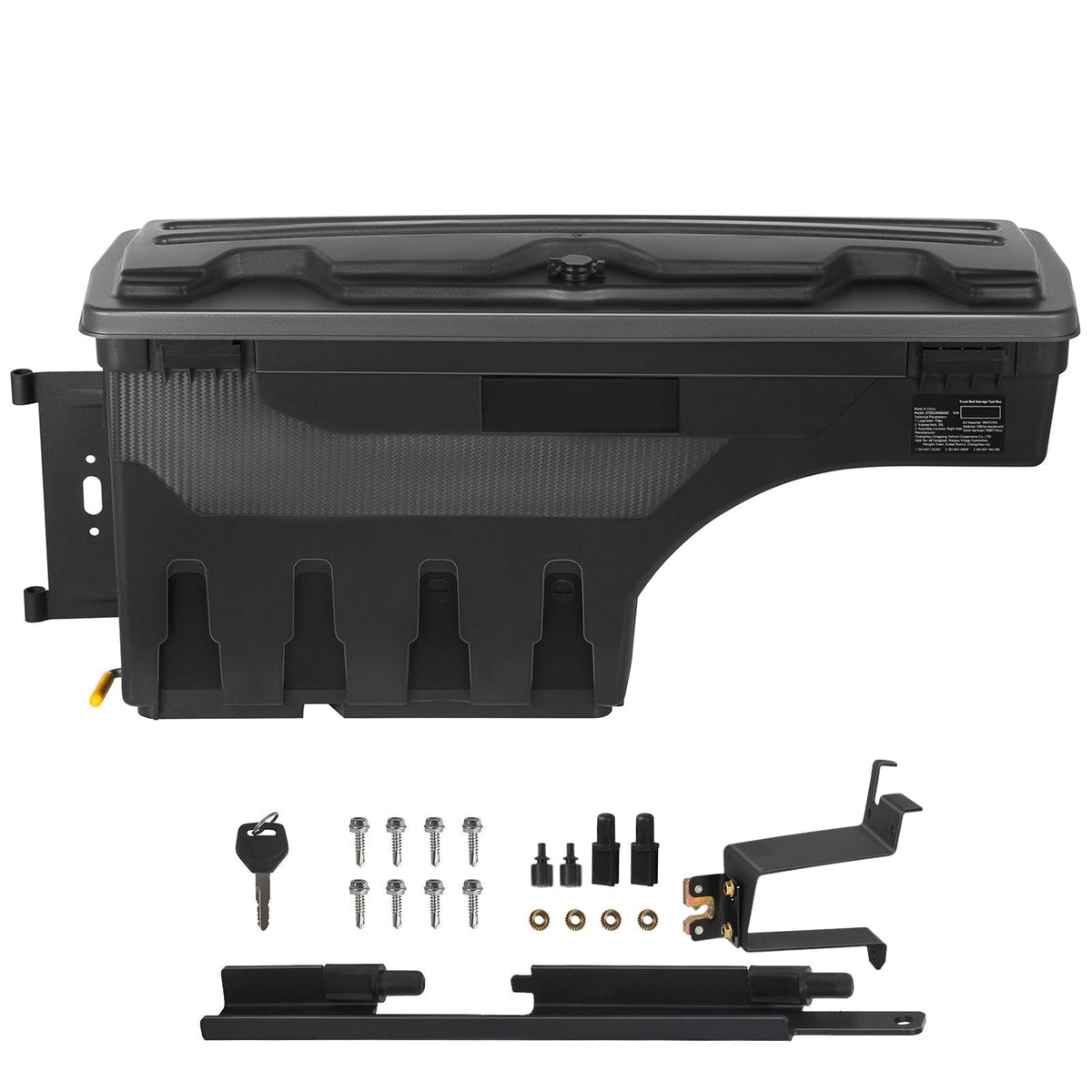 Truck Bed Storage Box, Lockable Lid, Waterproof ABS Wheel Well Tool Box 6.6 Gal/20 L, Compatible with Chevrolet Silverado 1500 GMC Sierra 1500 2019-2020, Driver Side, Black