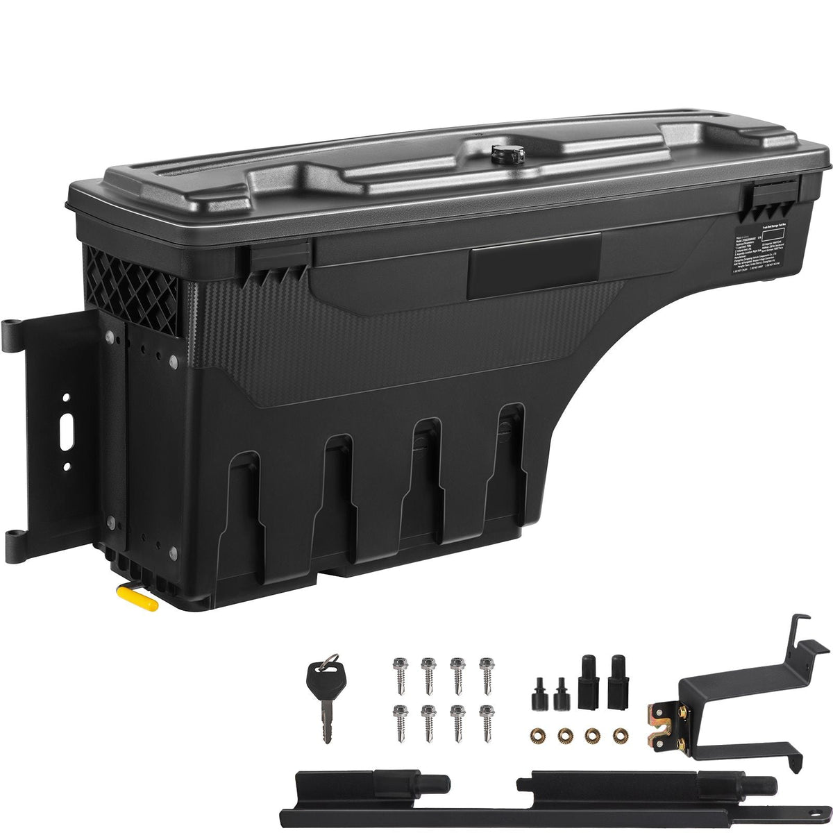 Truck Bed Storage Box, Lockable Lid, Waterproof ABS Wheel Well Tool Box 6.6 Gal/20 L, Compatible with Chevrolet Silverado 1500 GMC Sierra 1500 2019-2020, Driver Side, Black