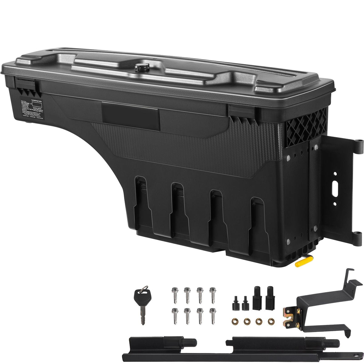 Truck Bed Storage Box, Lockable Lid, Waterproof ABS Wheel Well Tool Box 6.6 Gal/20 L, Compatible with Chevrolet Silverado 1500 GMC Sierra 1500 2019-2020, Passenger Side, Black