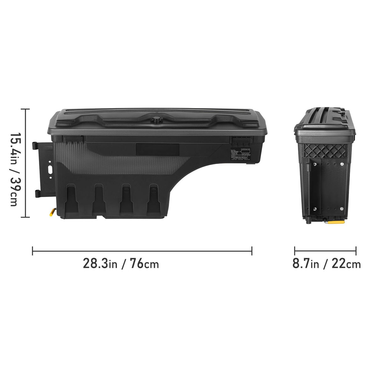 Truck Bed Storage Box, Lockable Lid, Waterproof ABS Wheel Well Tool Box 6.6 Gal/20 L with Password Padlock, Compatible with Dodge Ram 1500 2019-2021, Driver Side, Black