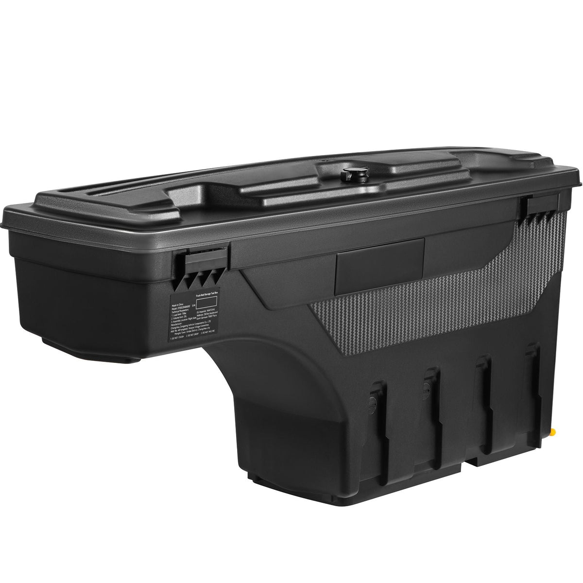 Truck Bed Storage Box, Lockable Lid, Waterproof ABS Wheel Well Tool Box 6.6 Gal/20 L with Password Padlock, Compatible with Dodge Ram 1500 2019-2021, Passenger Side, Black