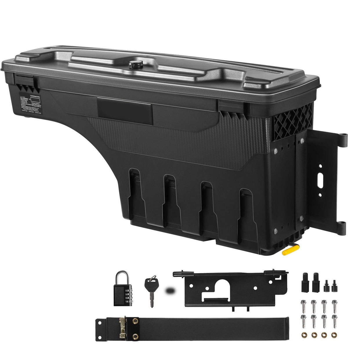 Truck Bed Storage Box, Lockable Lid, Waterproof ABS Wheel Well Tool Box 6.6 Gal/20 L with Password Padlock, Compatible with Dodge Ram 1500 2019-2021, Passenger Side, Black