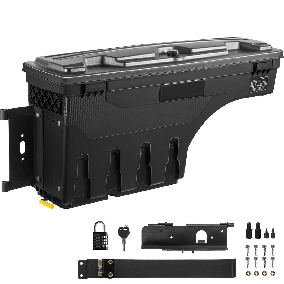 Truck Bed Storage Box, Lockable Lid, Waterproof ABS Wheel Well Tool Box 6.6 Gal/20 L with Password Padlock, Compatible with Tundra 2007-2021, Driver Side, Black