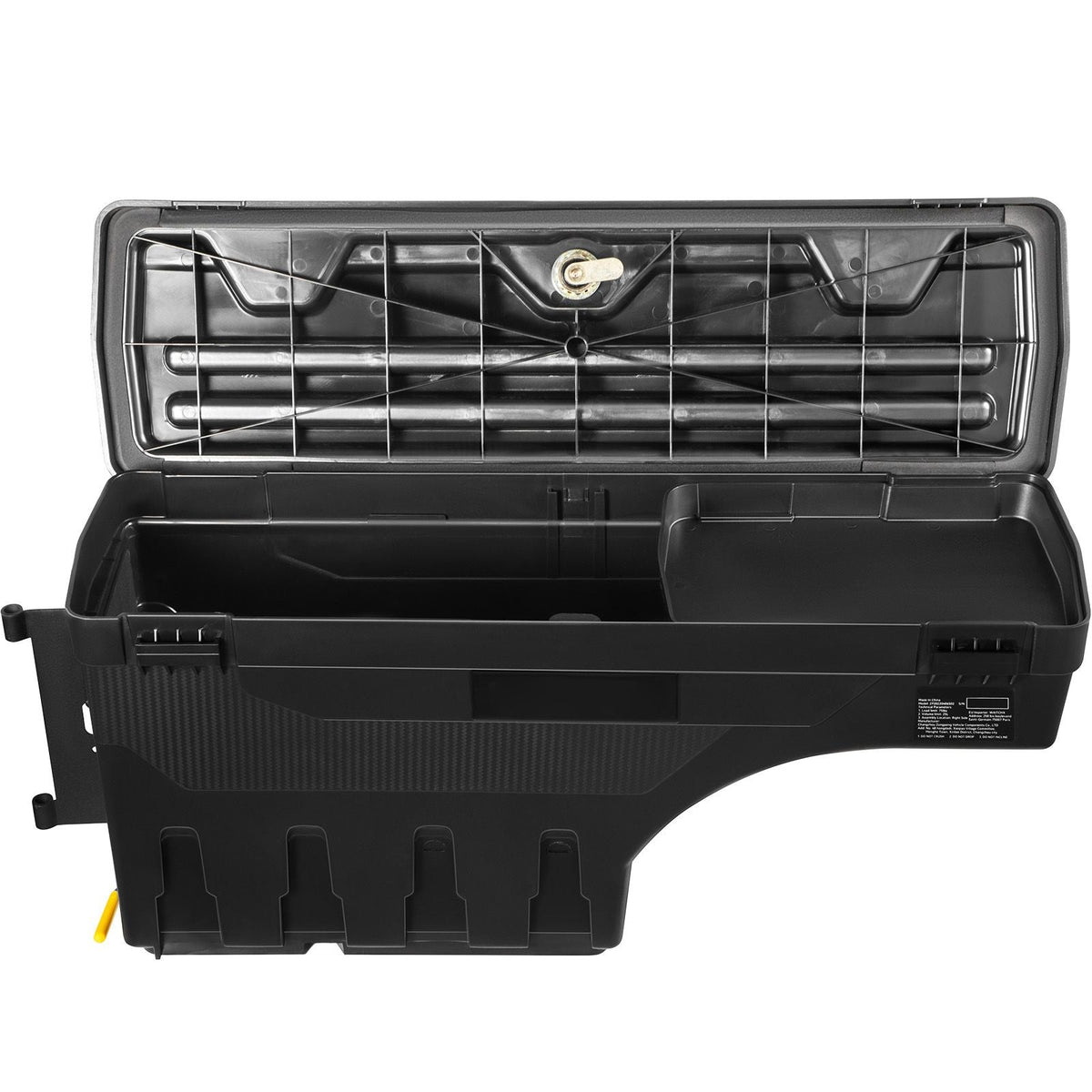 Truck Bed Storage Box, Lockable Swing Case with Password Padlock, 6.6 Gal/25 L ABS Wheel Well Tool Box, Waterproof and Durable, Compatible with Ford F-150 2015-2021, Drivers Side(Left)