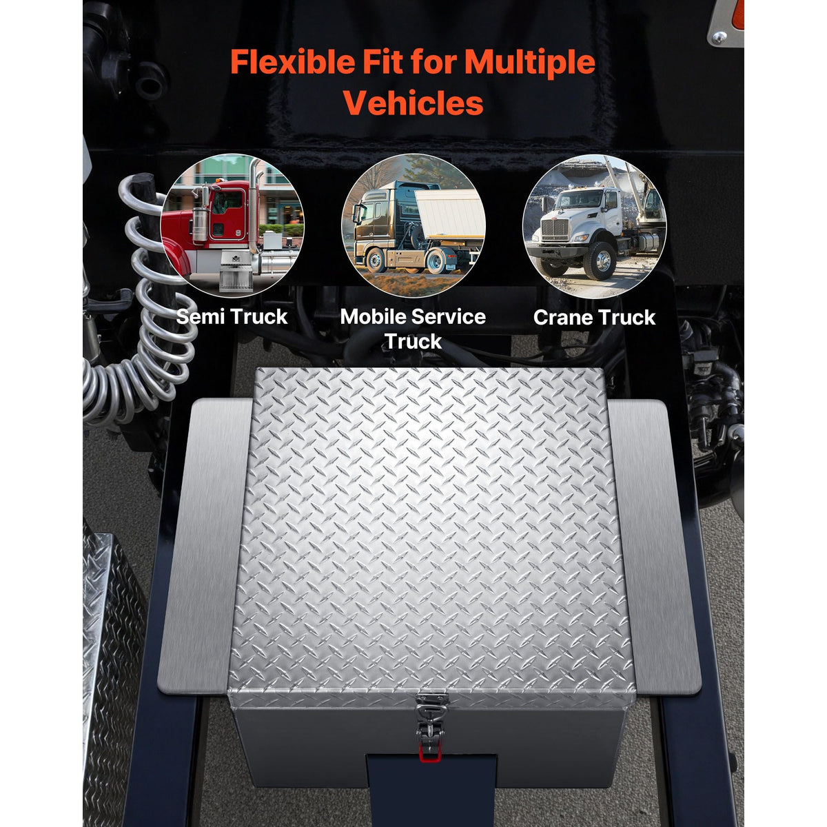 Truck Bed Tool Box, Heavy Duty Aluminum Tool Box with Diamond Plate, Storage Toolbox Chest Organizer Supports up to 220 lbs, Ideal for Pickup, Truck Bed, RV, Trailer, 30.3 x 24 x 12.2 in, Silver