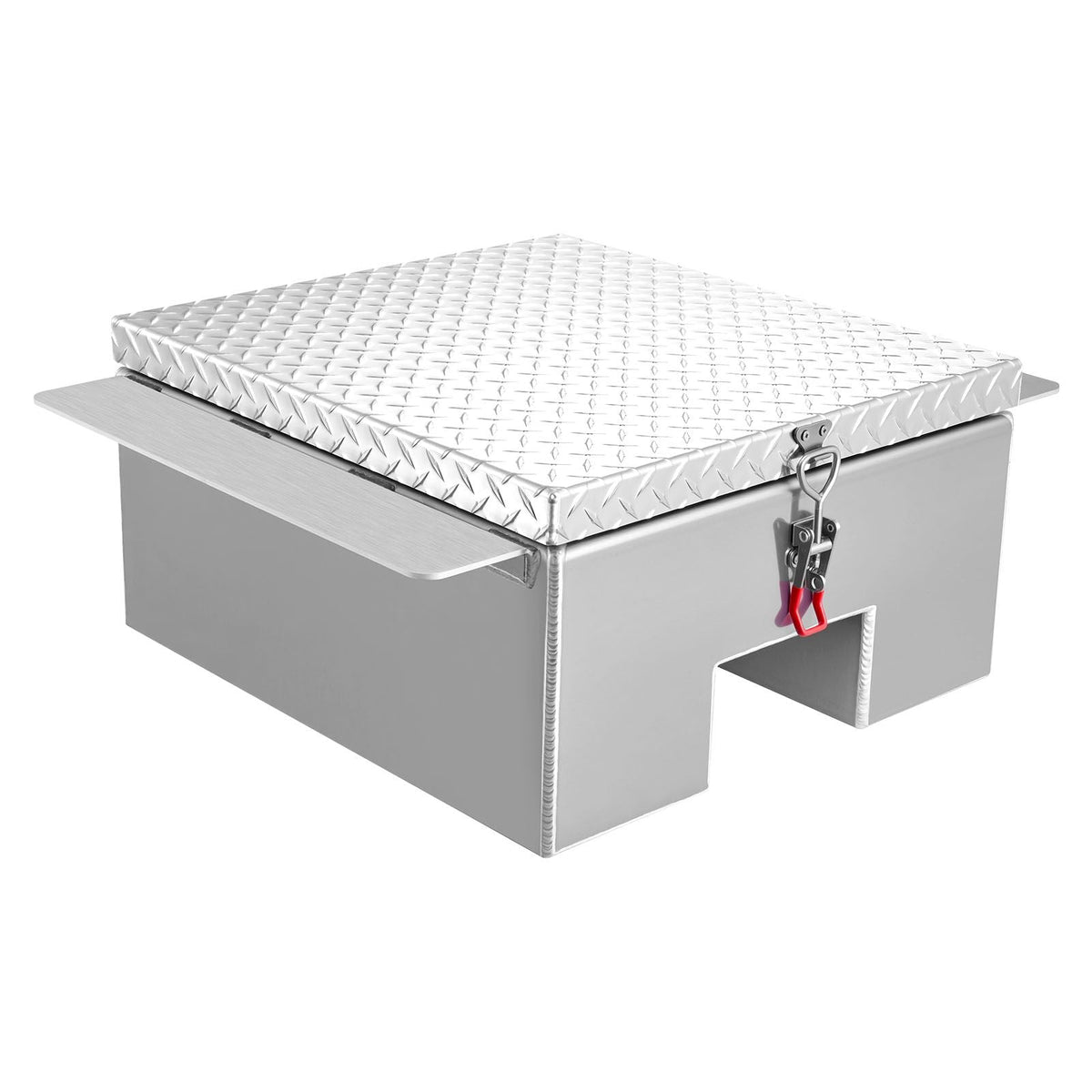 Truck Bed Tool Box, Heavy Duty Aluminum Tool Box with Diamond Plate, Storage Toolbox Chest Organizer Supports up to 220 lbs, Ideal for Pickup, Truck Bed, RV, Trailer, 30.3 x 24 x 12.2 in, Silver