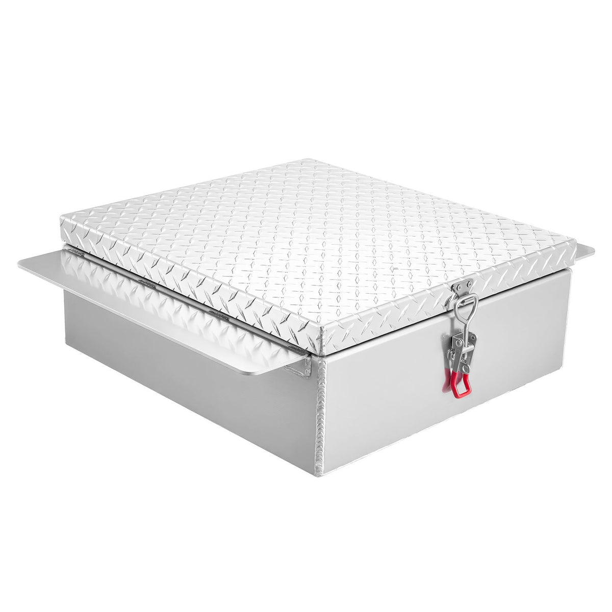 Truck Bed Tool Box, Heavy Duty Aluminum Tool Box with Diamond Plate, Storage Toolbox Chest Organizer Supports up to 220 lbs, Ideal for Pickup, Truck Bed, RV, Trailer, 30.3 x 24 x 9 in, Silver