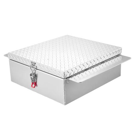 Truck Bed Tool Box, Heavy Duty Aluminum Tool Box with Diamond Plate, Storage Toolbox Chest Organizer Supports up to 220 lbs, Ideal for Pickup, Truck Bed, RV, Trailer, 30.3 x 24 x 9 in, Silver