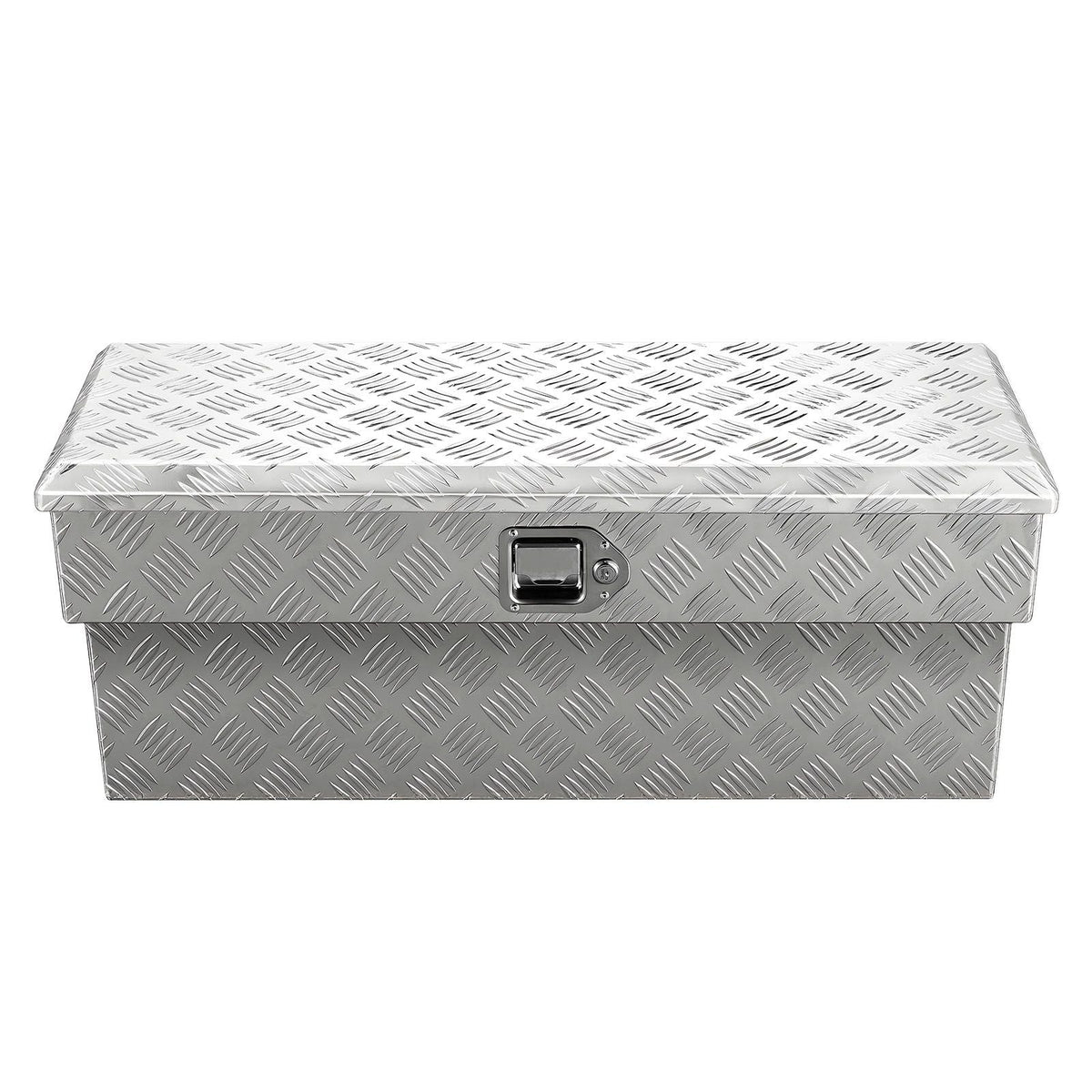 Truck Bed Tool Box, Heavy Duty Aluminum Tool Box with Tread Patterns, Storage Toolbox Chest Organizer with Lock and Key, Ideal for Pickup, Truck Bed, RV, Trailer, 34 x 12 x 15.4 in, Silver