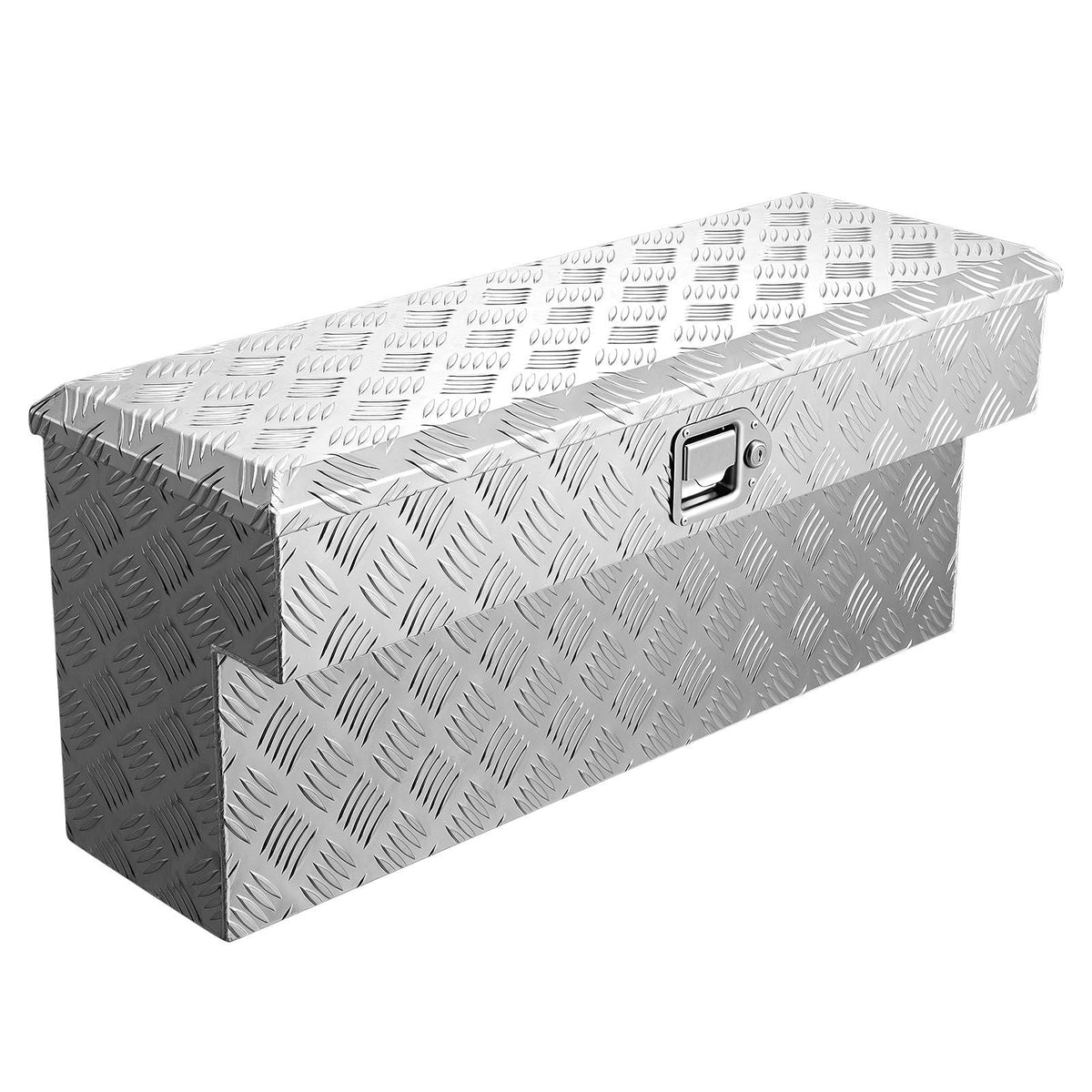 Truck Bed Tool Box, Heavy Duty Aluminum Tool Box with Tread Patterns, Storage Toolbox Chest Organizer with Lock and Key, Ideal for Pickup, Truck Bed, RV, Trailer, 34 x 12 x 15.4 in, Silver
