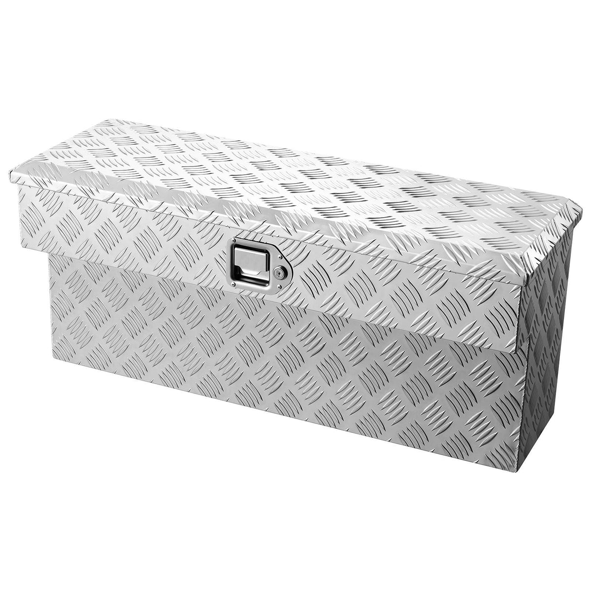 Truck Bed Tool Box, Heavy Duty Aluminum Tool Box with Tread Patterns, Storage Toolbox Chest Organizer with Lock and Key, Ideal for Pickup, Truck Bed, RV, Trailer, 34 x 12 x 15.4 in, Silver