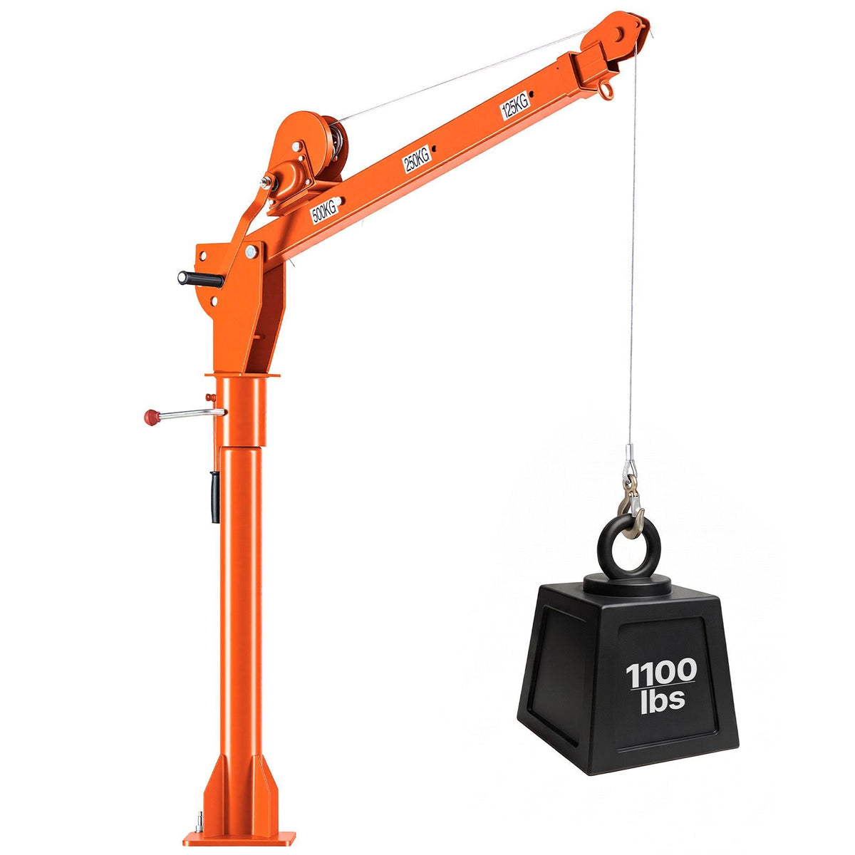 Truck Crane, 1100 lbs Manual Pickup Truck Crane with Hand Winch, 360° Rotating Telescopic Boom, Premium Galvanized Steel, Foldable Pickup Bed Jib for Machine Lumber Attic Heavy Load Lifting