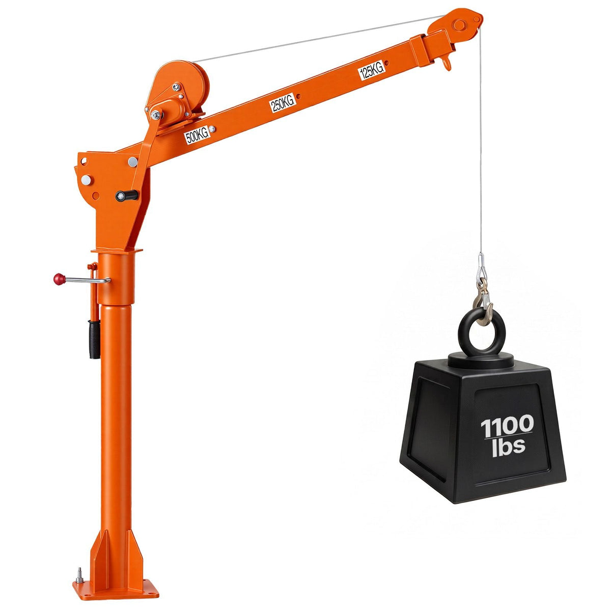 Truck Crane, 1100 lbs Manual Pickup Truck Crane with Hand Winch, 360° Rotating Telescopic Boom, Premium Galvanized Steel, Foldable Pickup Bed Jib for Machine Lumber Attic Heavy Load Lifting
