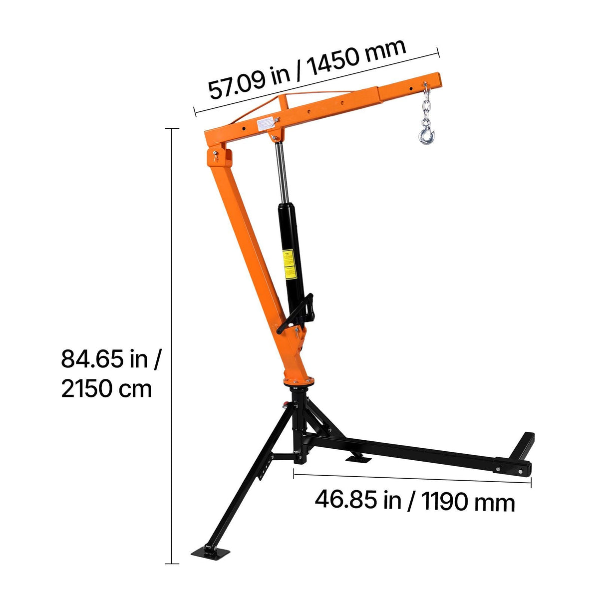 Truck Crane, 1500 lbs Pickup Hitch Crane Trailer Hitch Mounted, Manual Hydraulic with 12T Hydraulic Jack, 360° Swivel Telescopic Boom, Foldable Truck Bed Jib for Machine Lumber Equipment Lifting