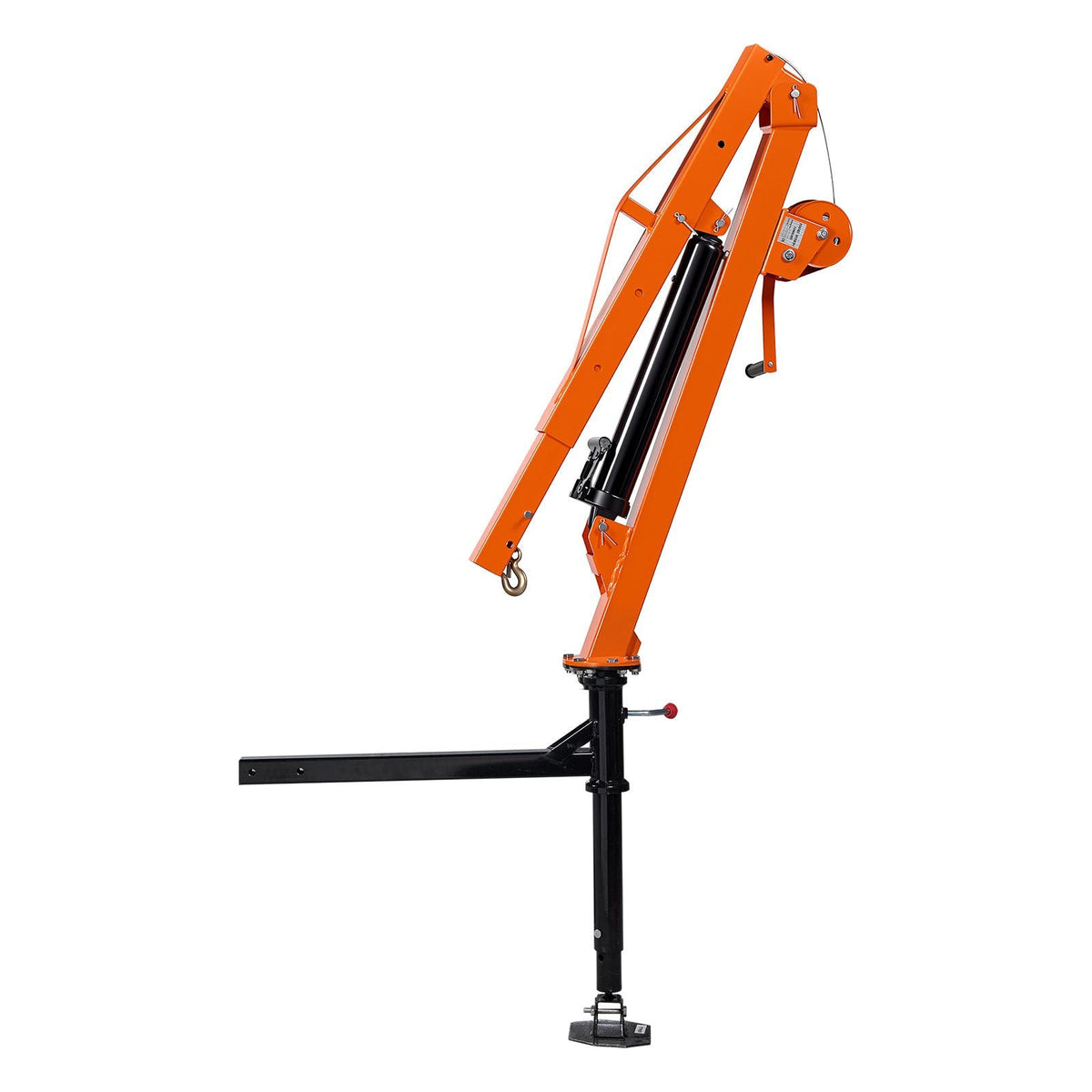 Truck Crane, 500 lbs Pickup Hitch Crane Trailer Hitch Mounted with Manual Winch & Hydraulic Jack, 360° Rotating Telescopic Boom, Foldable Truck Bed Jib Hoist for Machine Lumber Equipment Lifting