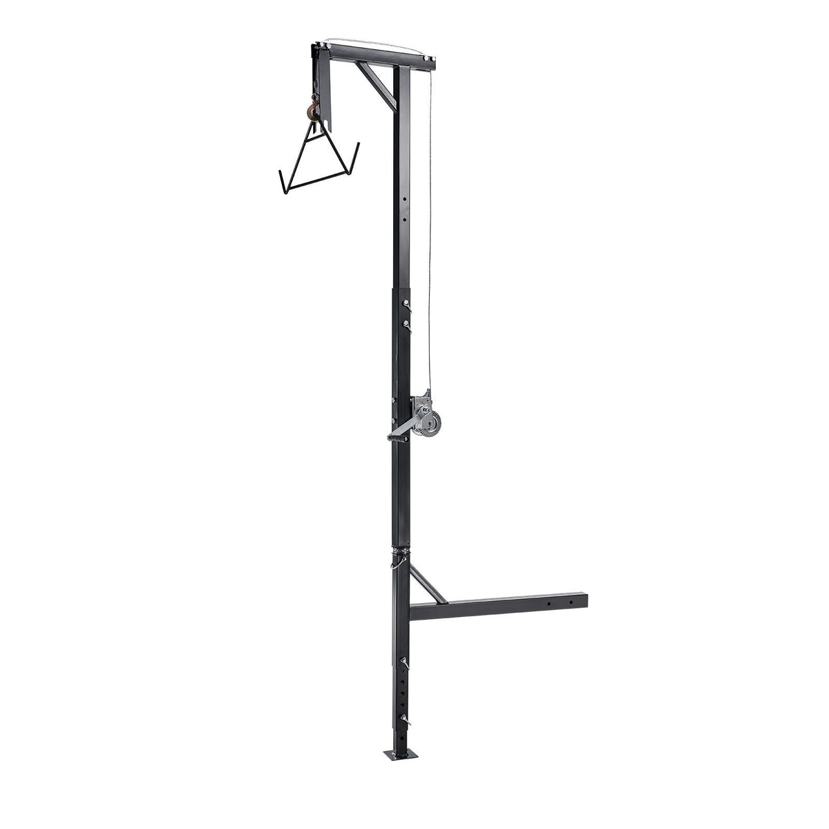 Truck Hitch Game Hoist, 500 lbs Load Capacity, Hunting Deer Hoist with 2-inch Receiver, 360-Degree Swivel Shaft & Adjustable Height, Includes Gambrel Winch for Skinning & Cleaning Game